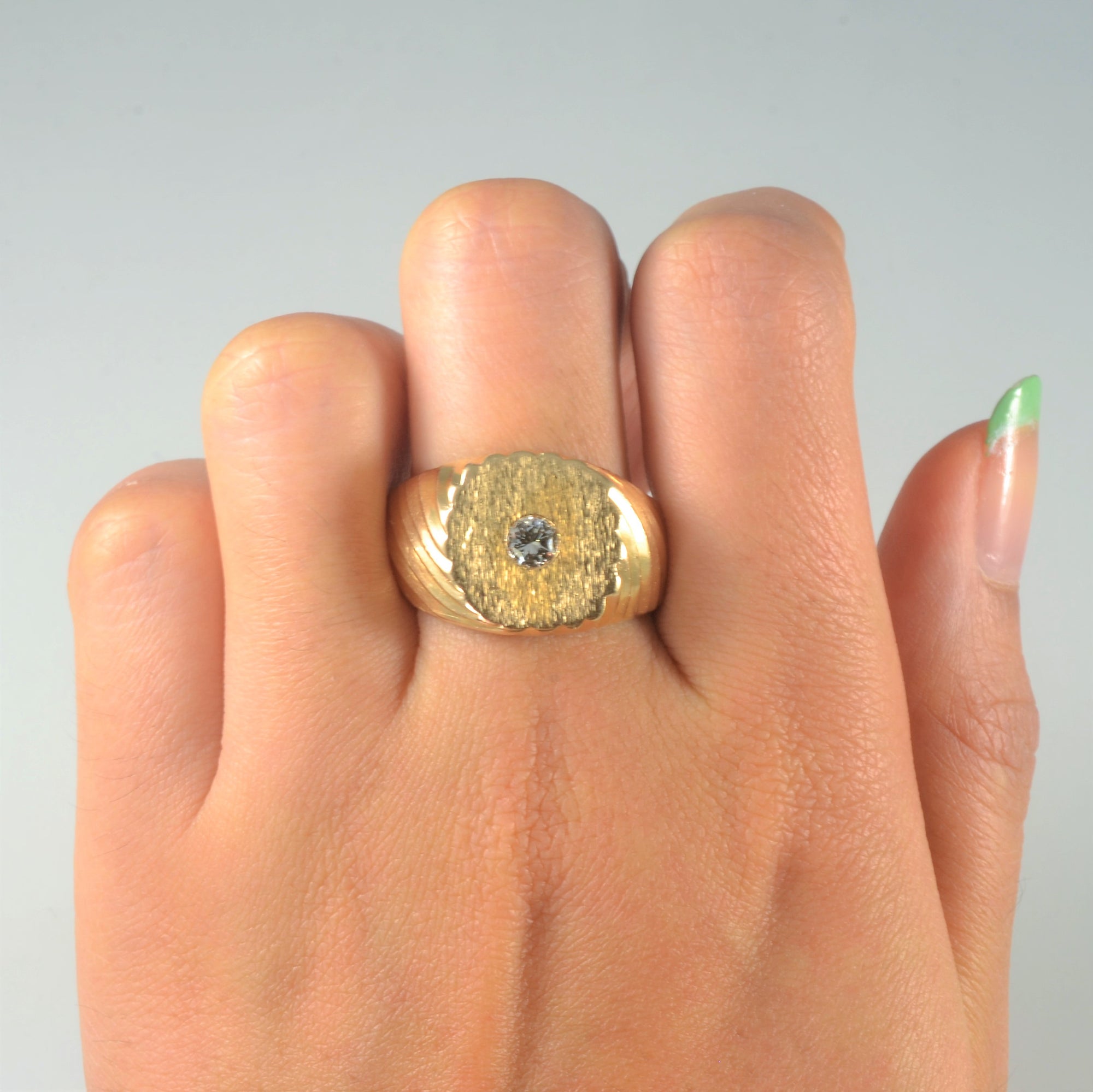Solitaire Diamond Signet Ring | 0.26ct | SZ 11.75 |