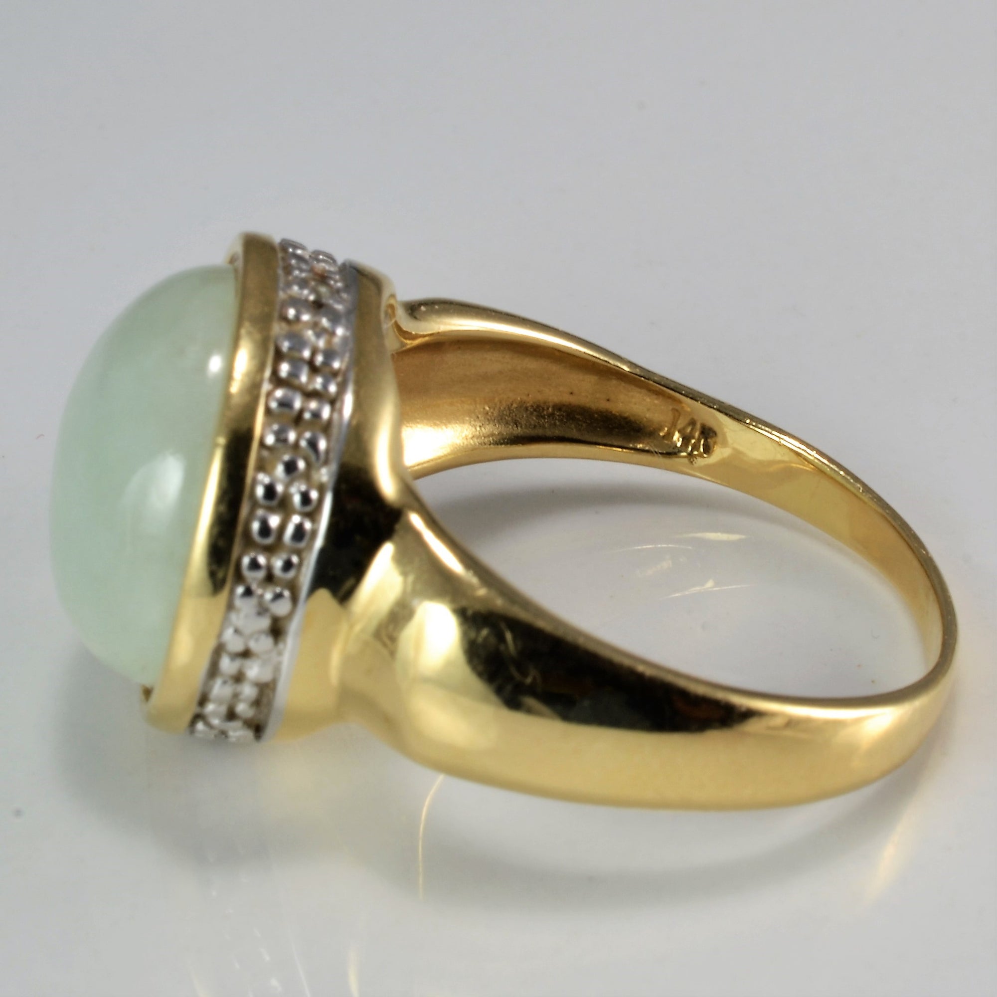 Bezel Set Jade & Diamond Ring | 0.02 ctw, SZ 7.75 |