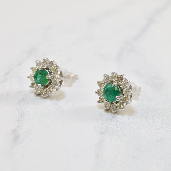 Emerald & Diamond Stud Earrings | 0.50ctw, 0.50ctw |