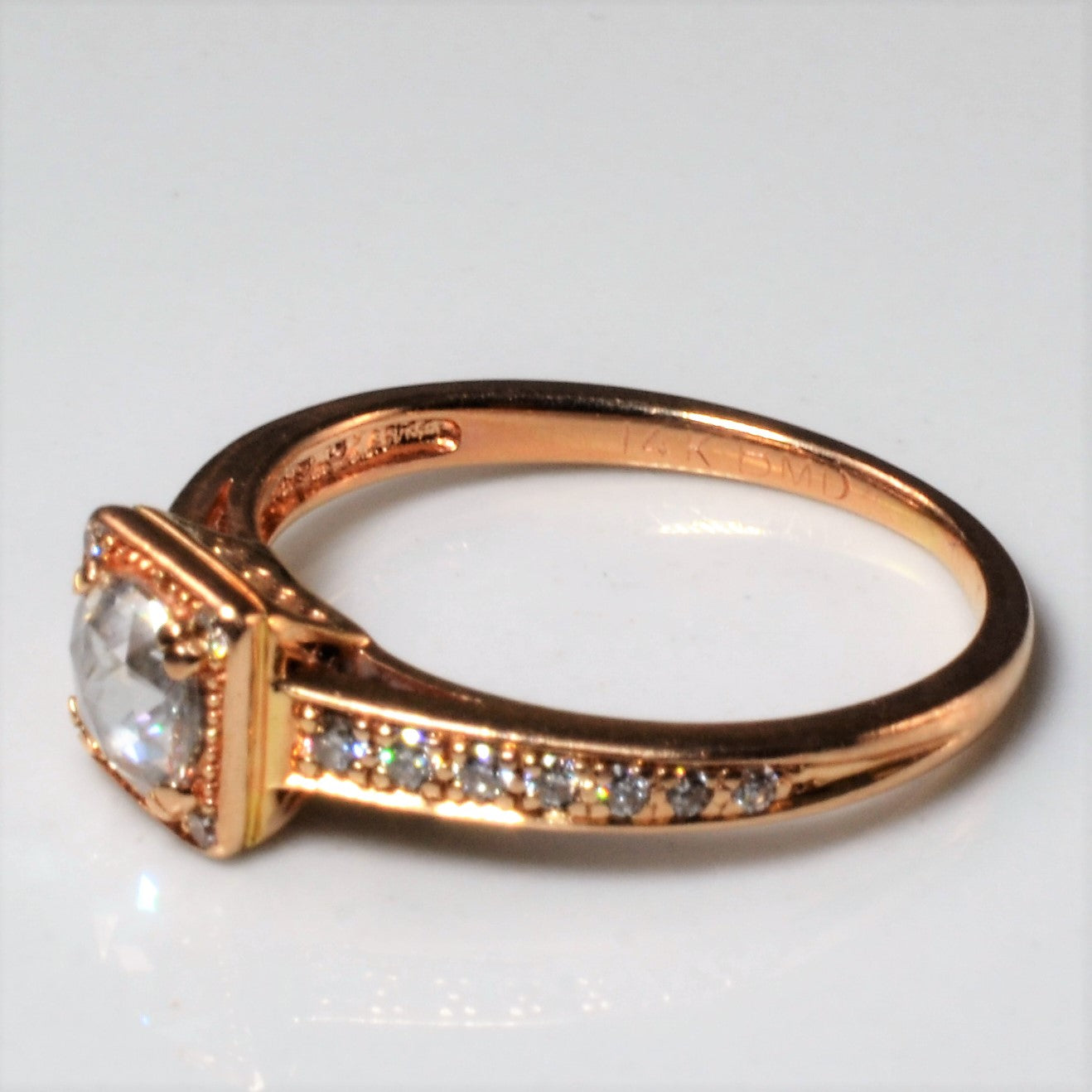Salt & Pepper Rose Cut Diamond Engagement Ring | 0.35ctw | SZ 4.75 |