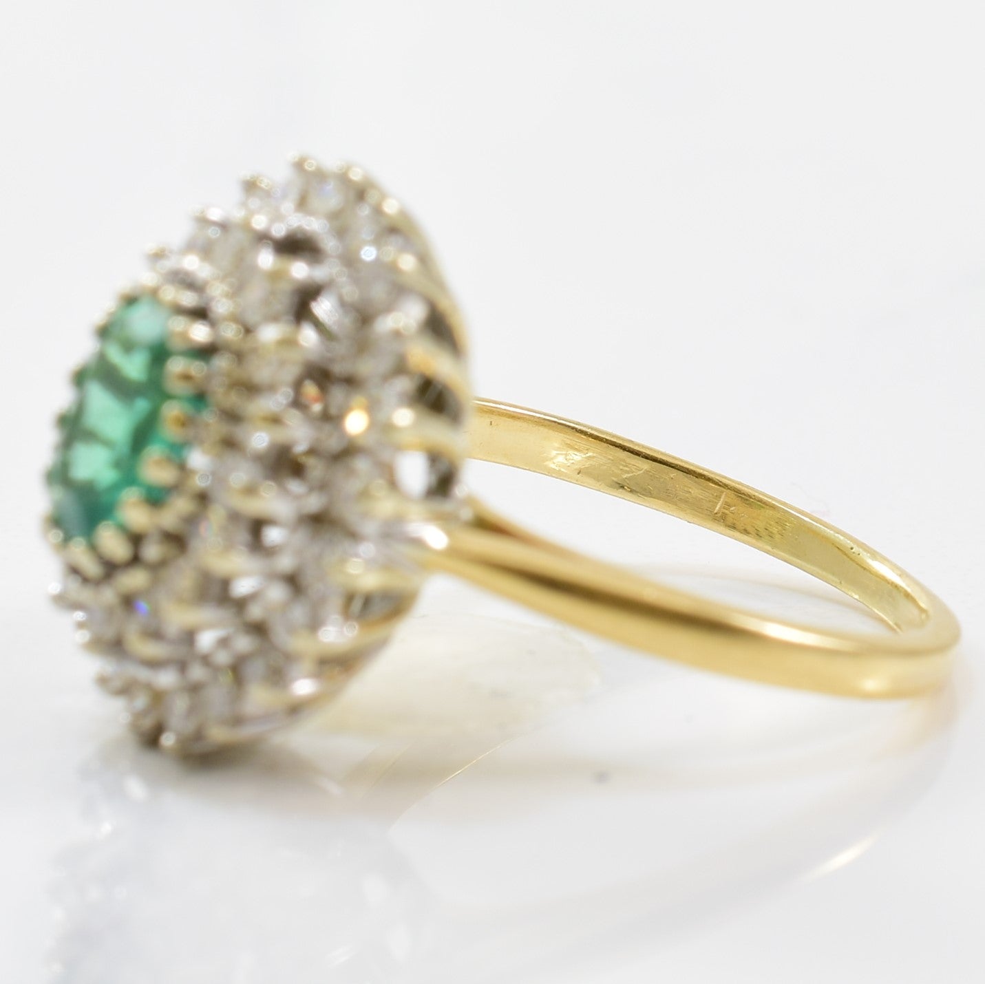 Double Halo Diamond & Emerald Ring | 0.50ctw, 0.55ct | SZ 5 |