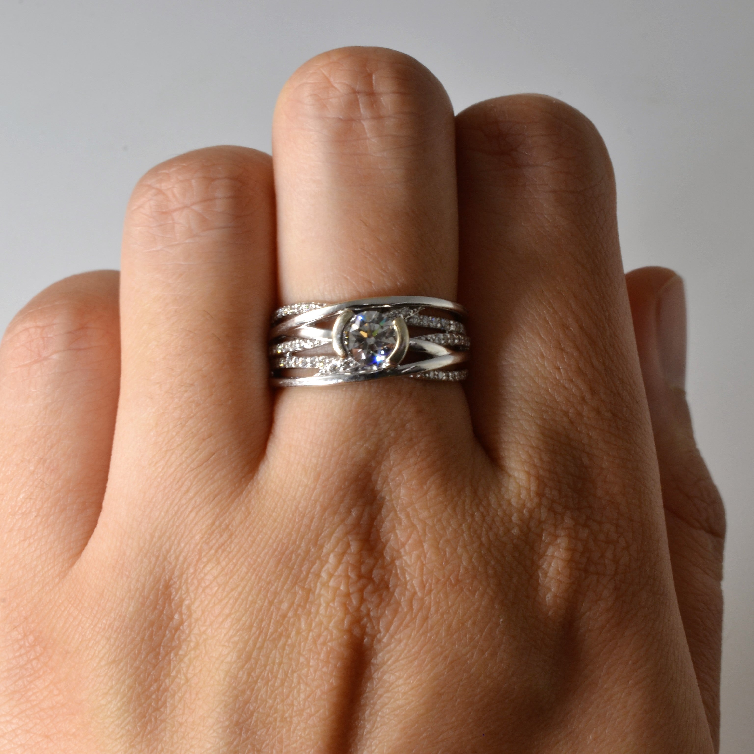 Semi Bezel Diamond Bypass Ring | 0.80ctw | SZ 6.75 |