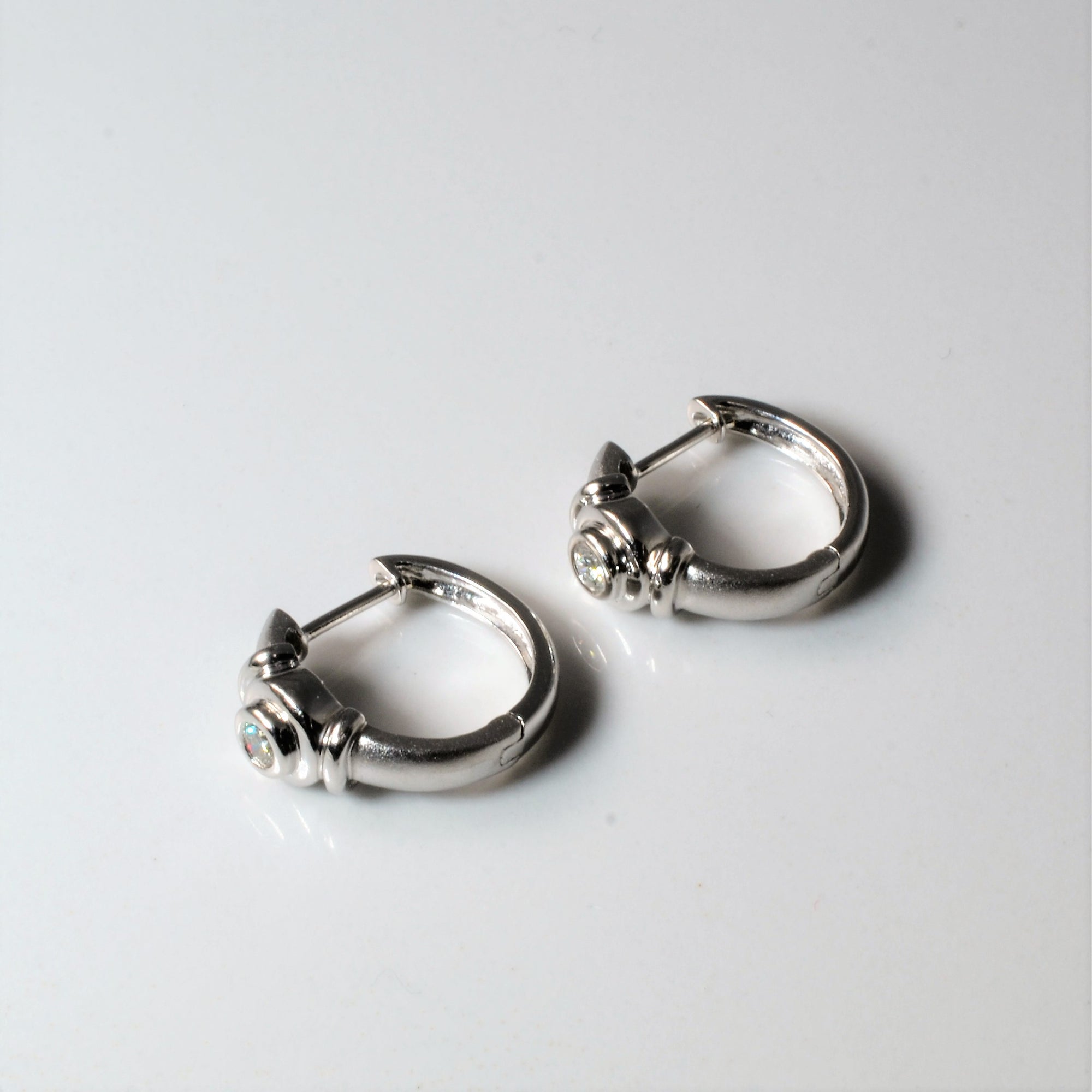 Bezel Set Diamond Huggie Earrings | 0.10ctw |