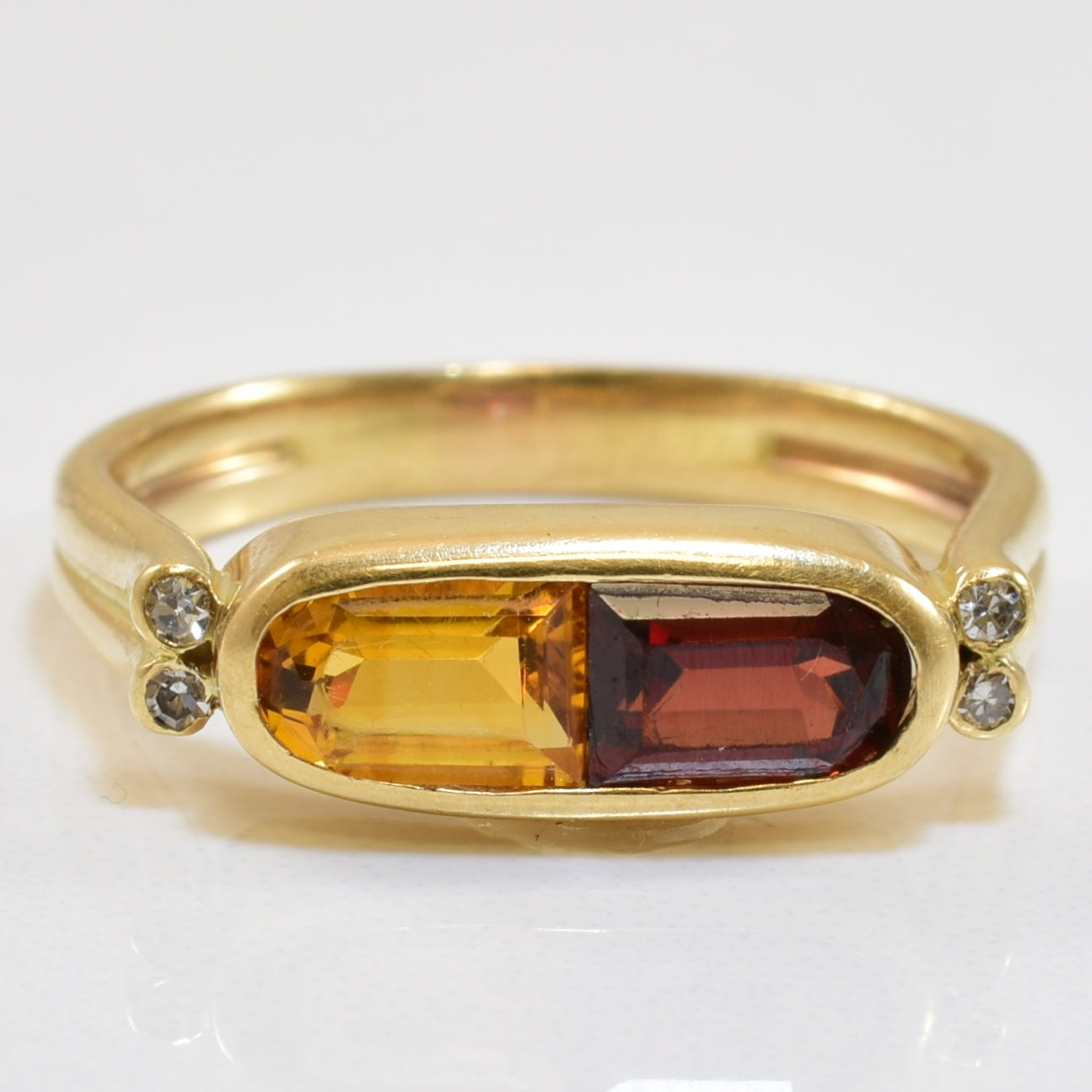 Garnet, Citrine & Diamond Ring | 1.00ctw, 0.02ctw | SZ 7 |