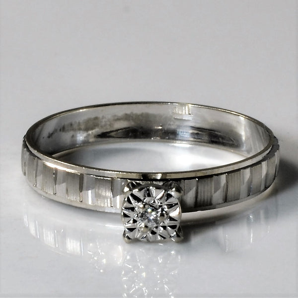 Patterned Solitaire Diamond Ring | 0.005ct | SZ 6 |