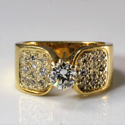 Wide Band Pave Detailed Engagement Ring | 0.61ctw | SZ 5.5 |