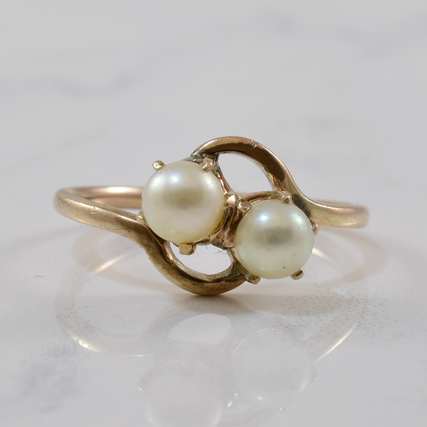 Double Pearl Bypass Ring | 1.76ctw |