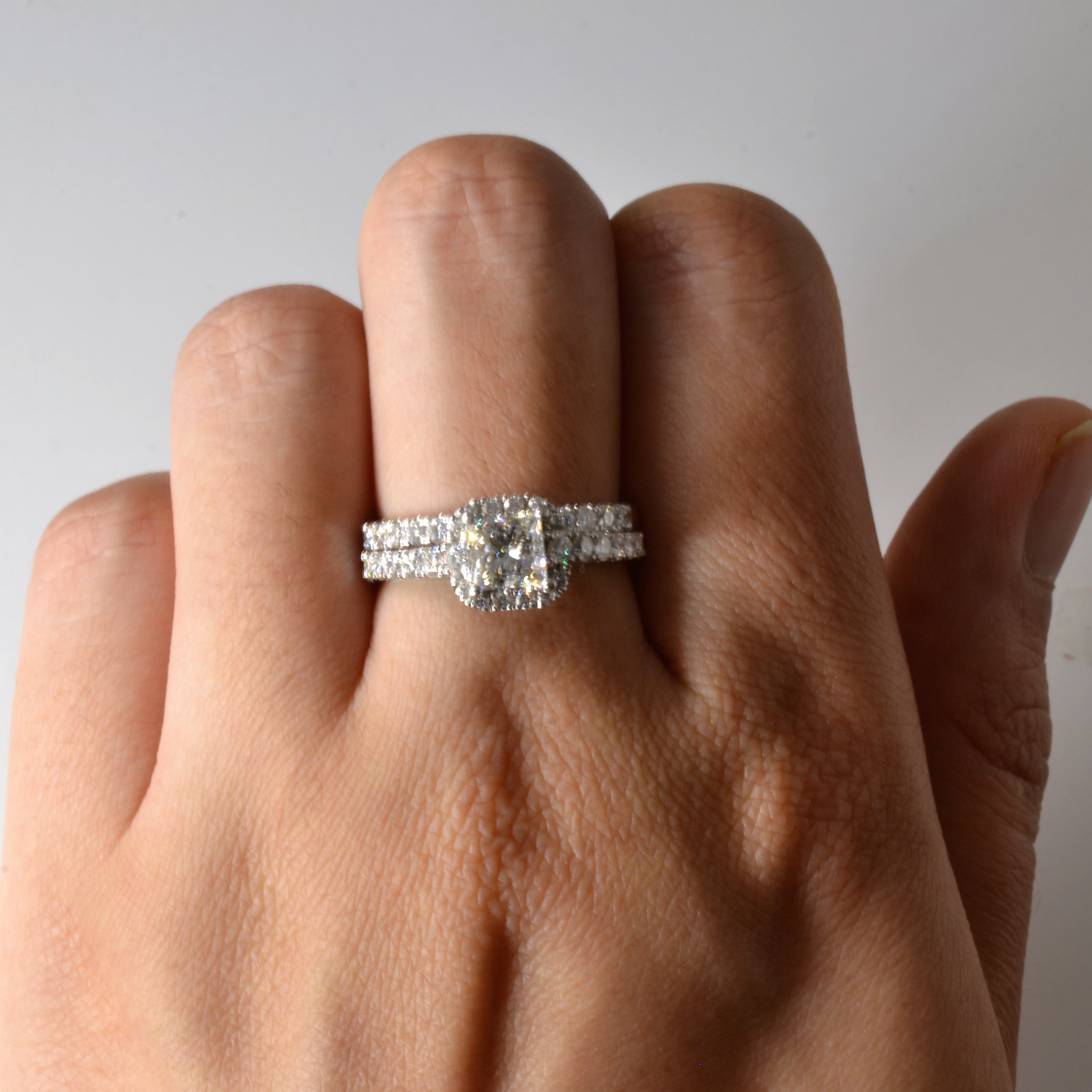Ensemble de mariage Princesse Halo Diamant | 1,43 ct | Taille 7 | 