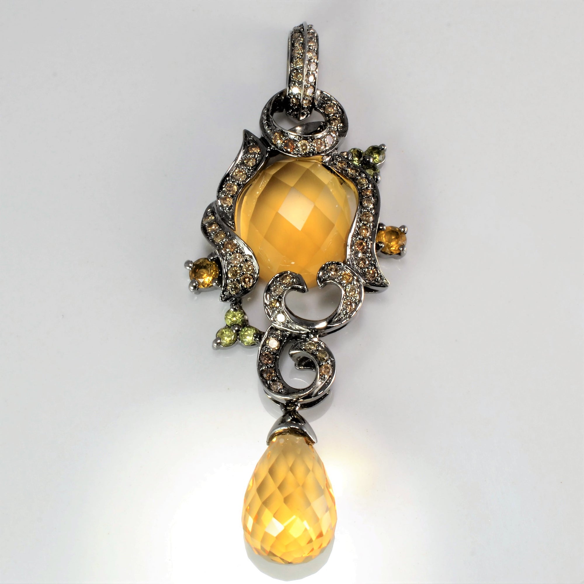 Vintage Style Dangle Multi- Gemstones Pendant | 0.41 ctw |