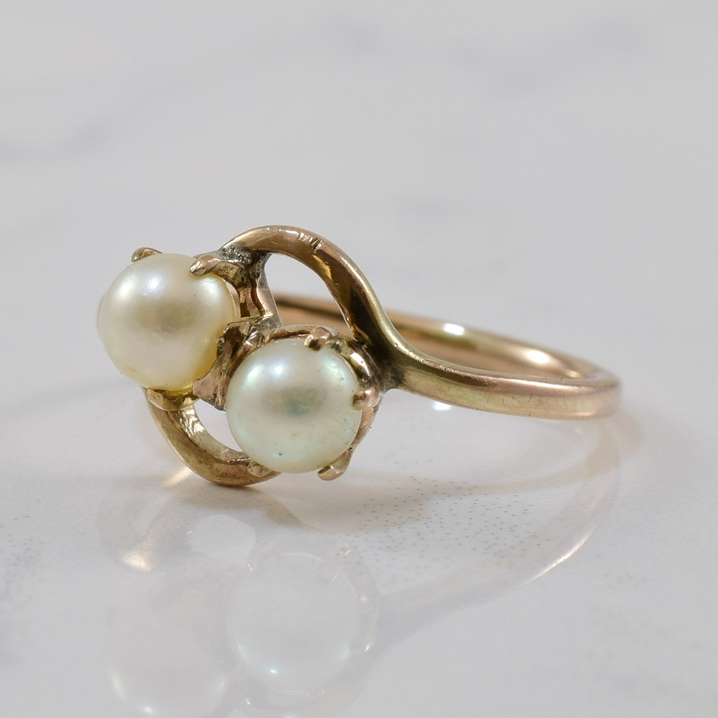 Double Pearl Bypass Ring | 1.76ctw |