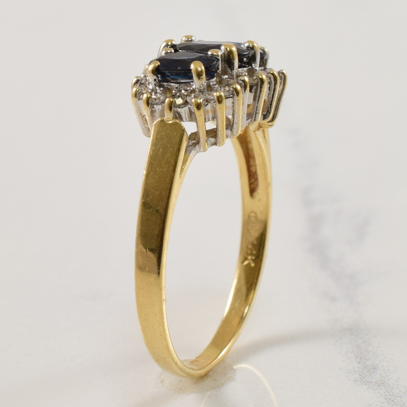Three Stone Sapphire & Diamond Ring | 1.00ctw, 0.22ctw | SZ 7.5 |