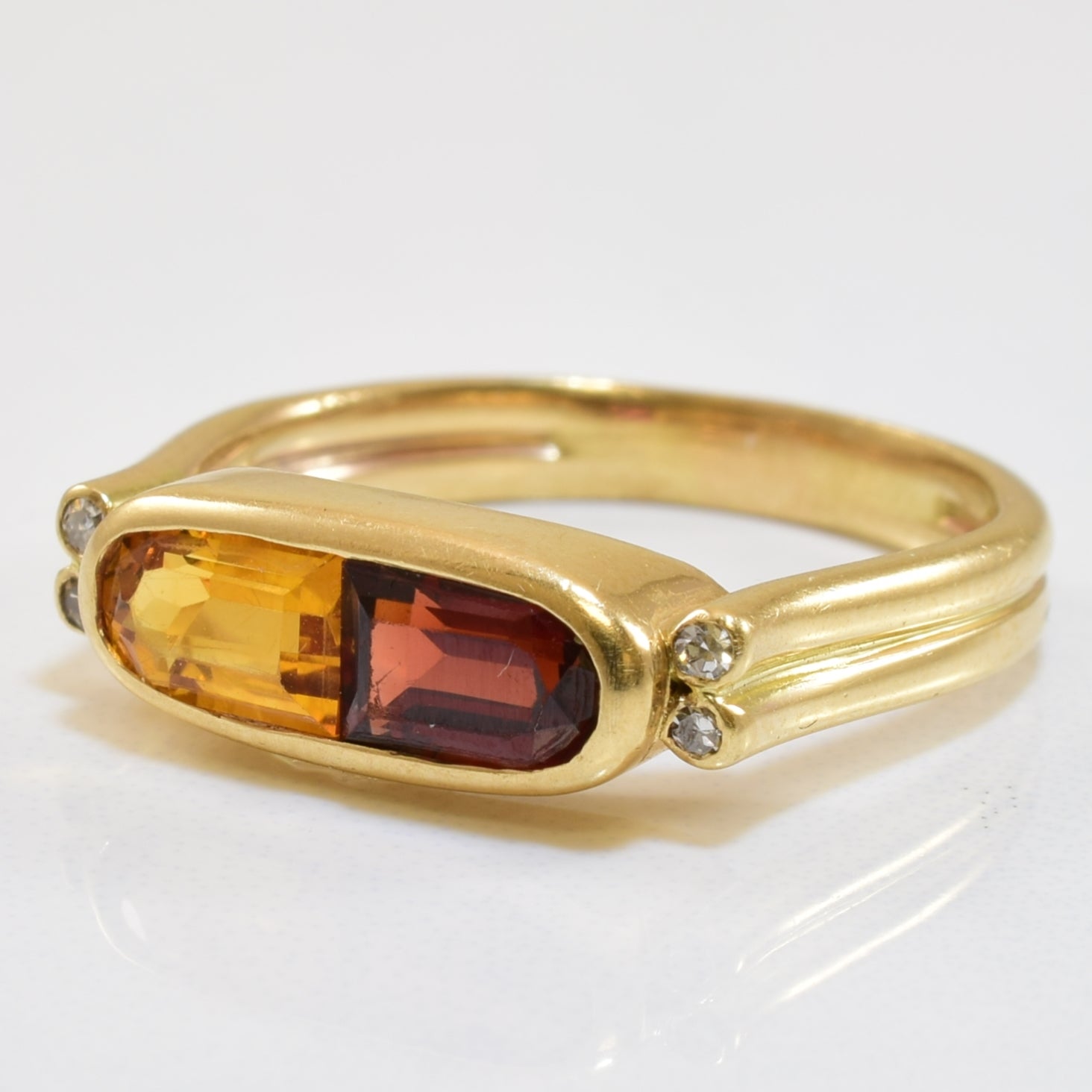 Garnet, Citrine & Diamond Ring | 1.00ctw, 0.02ctw | SZ 7 |