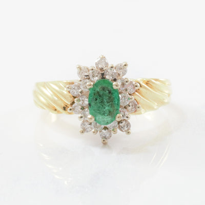 Emerald & Diamond Halo Ring | 0.30ctw, 0.38ct | SZ 5.75 |