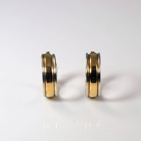 Two Tone Gold Huggie Earrings |