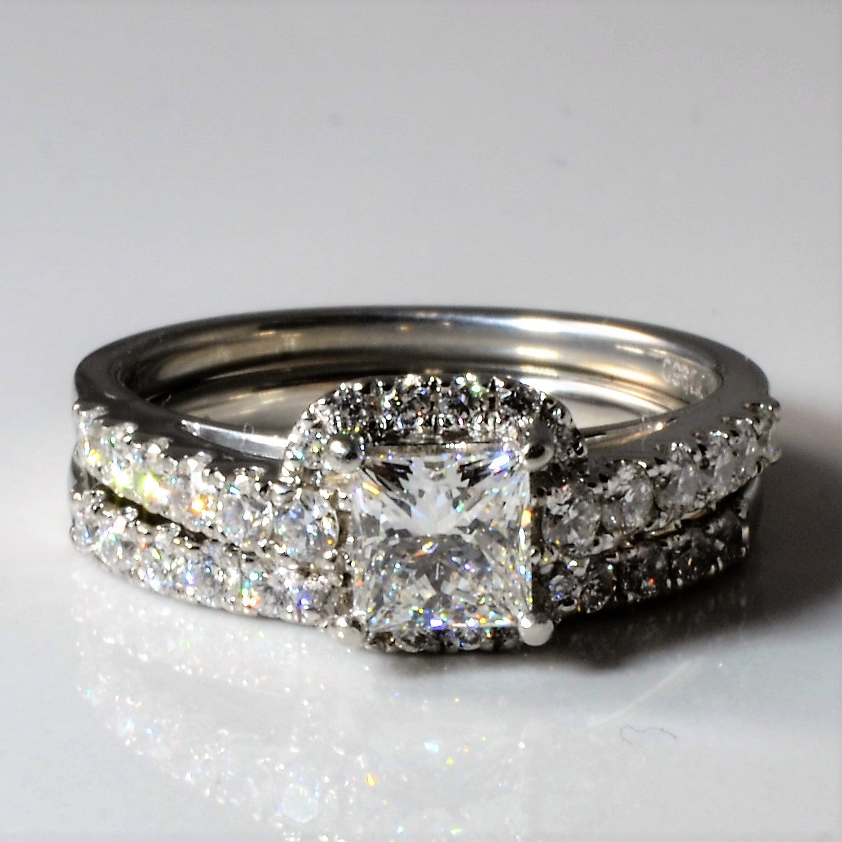 Ensemble de mariage Princesse Halo Diamant | 1,43 ct | Taille 7 | 