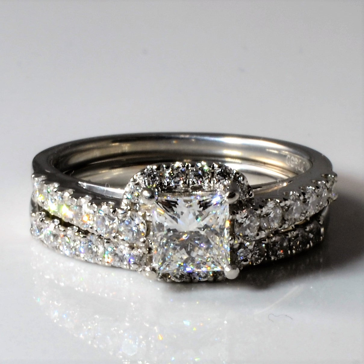 Princess Halo Diamond Wedding Set | 1.43ctw | SZ 7 |