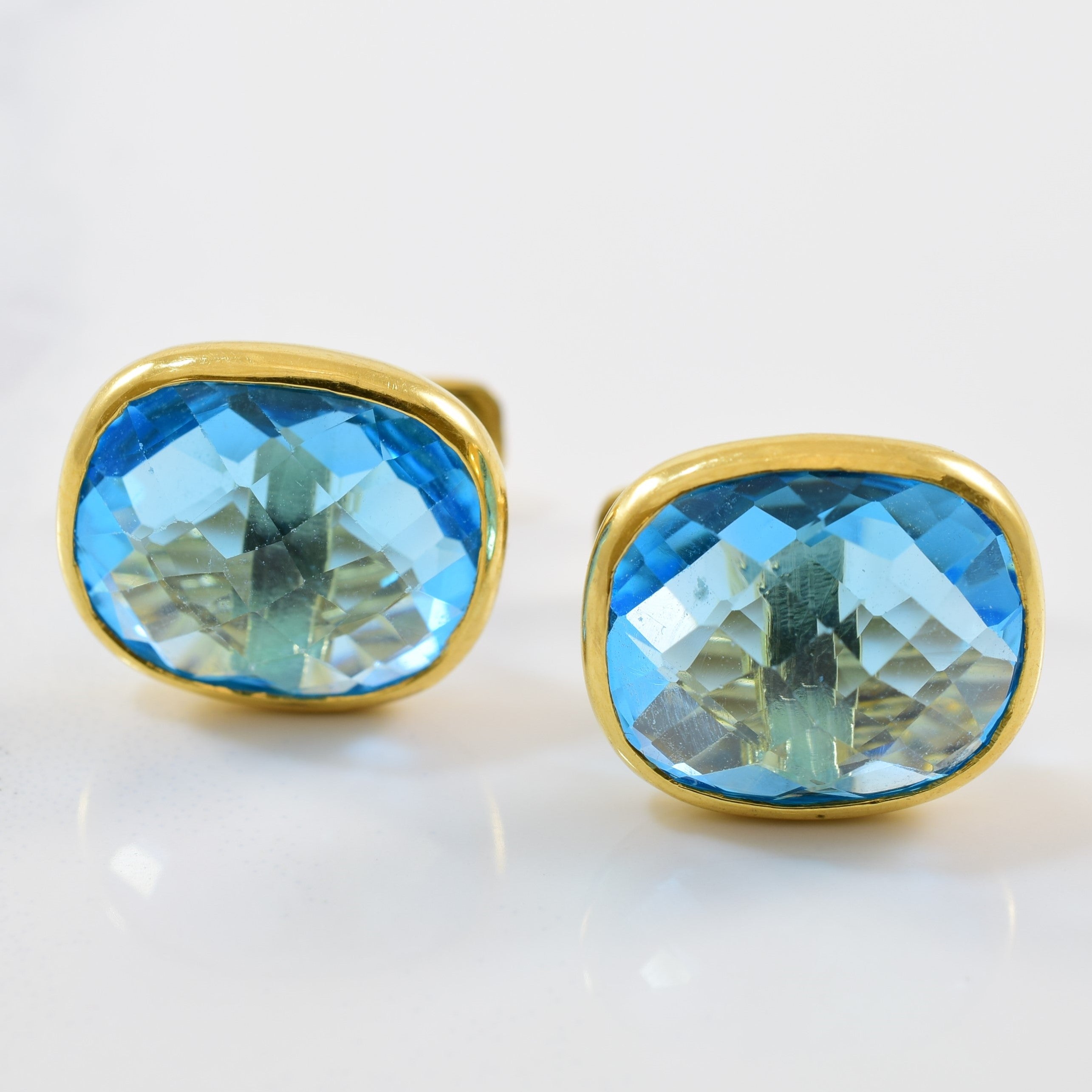 Bezel Set Blue Topaz Cuff Links | 20.00ctw |