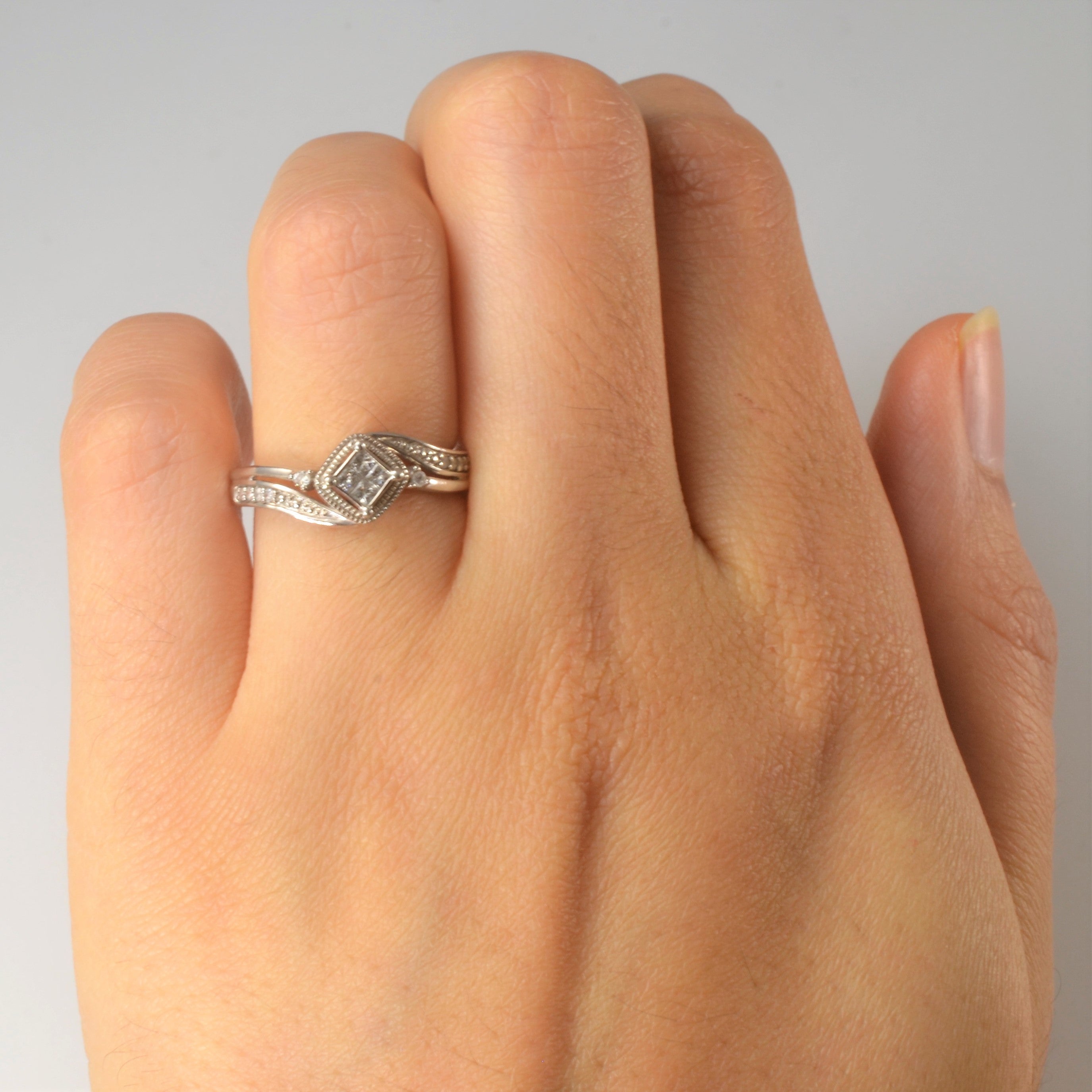 Milgrain Detailed Bypass Quad Cluster Ring | 0.17ctw | SZ 5.5 |