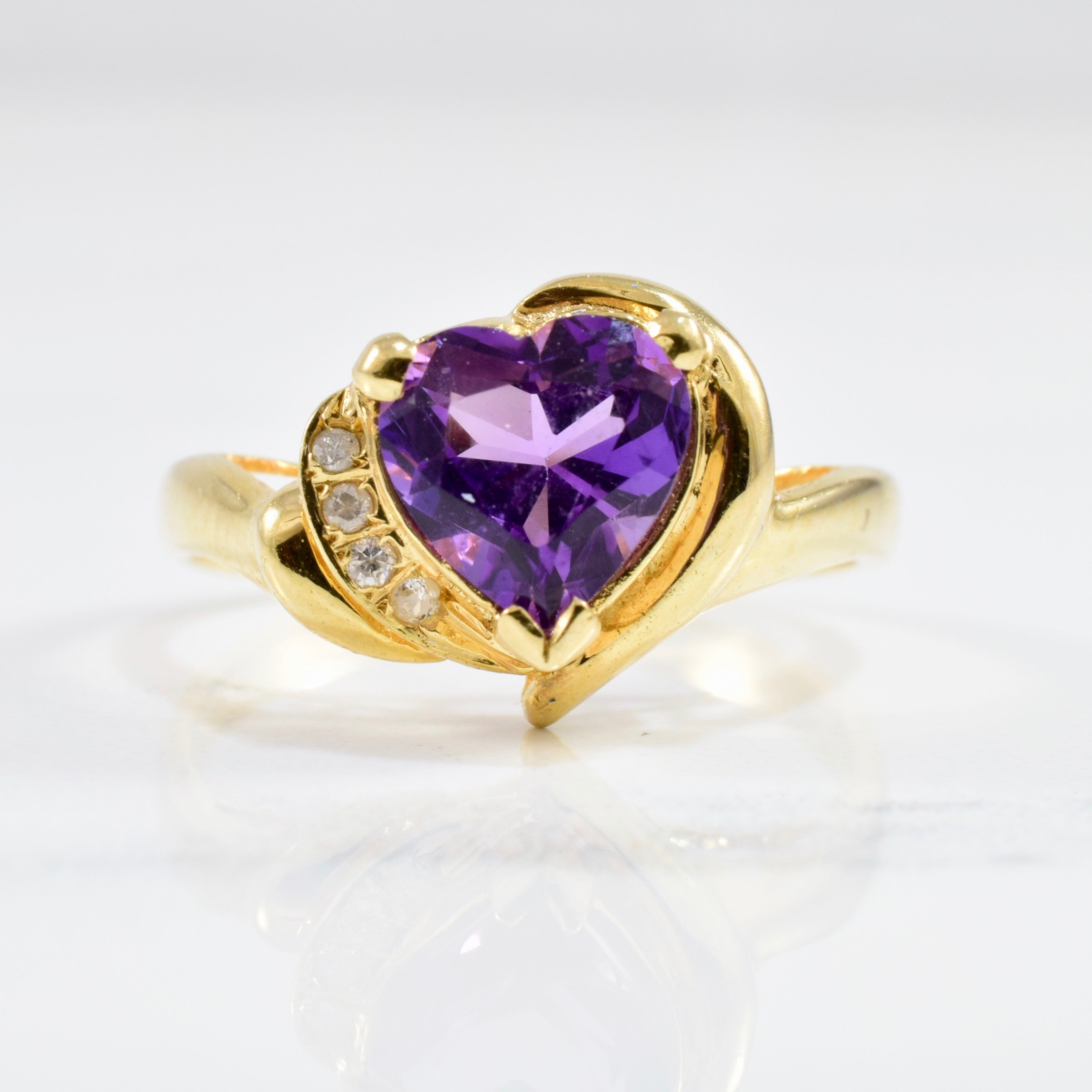 Heart Cut Amethyst Bypass Ring | 0.02 ctw SZ 7 |