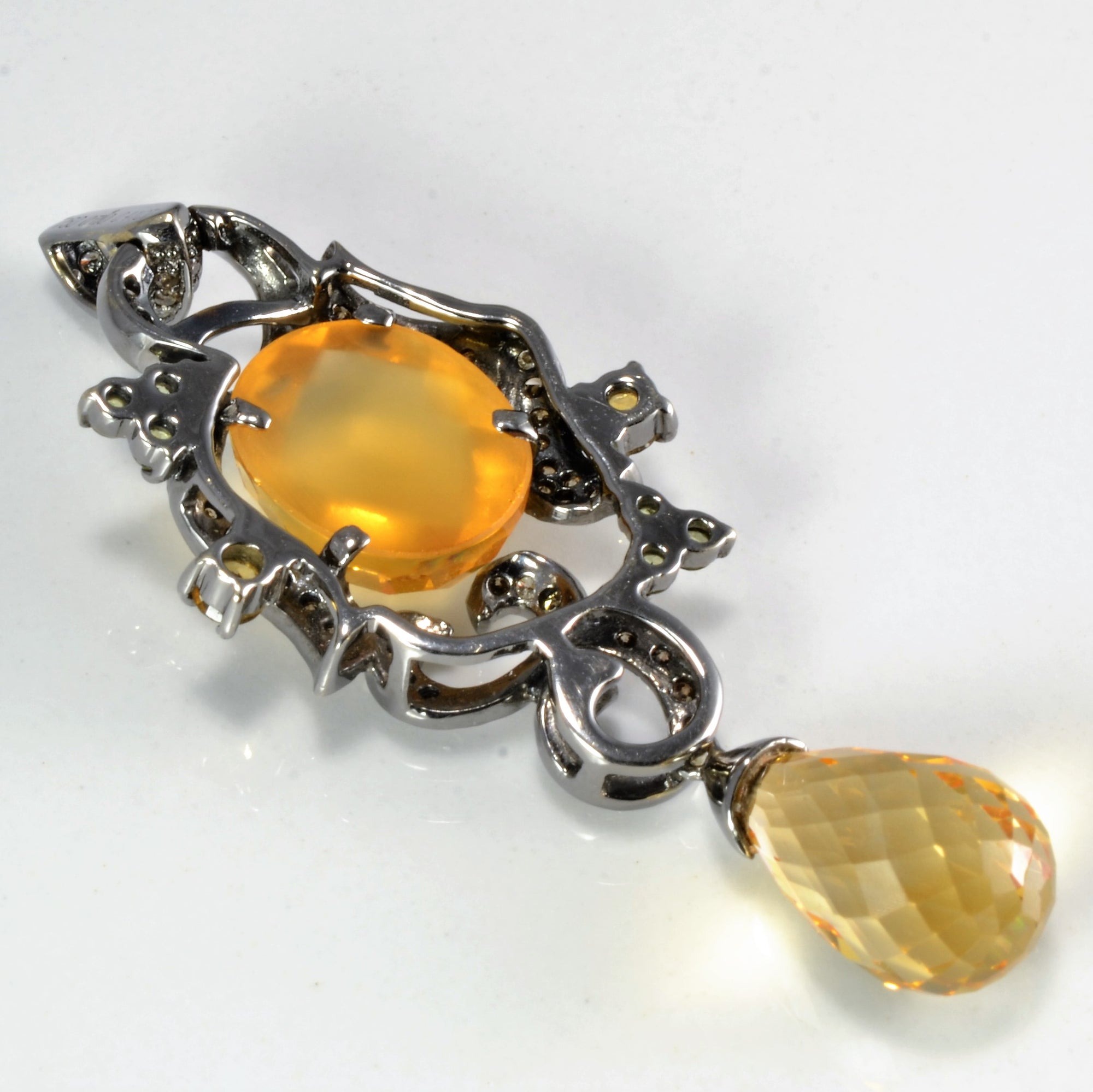 Vintage Style Dangle Multi- Gemstones Pendant | 0.41 ctw |