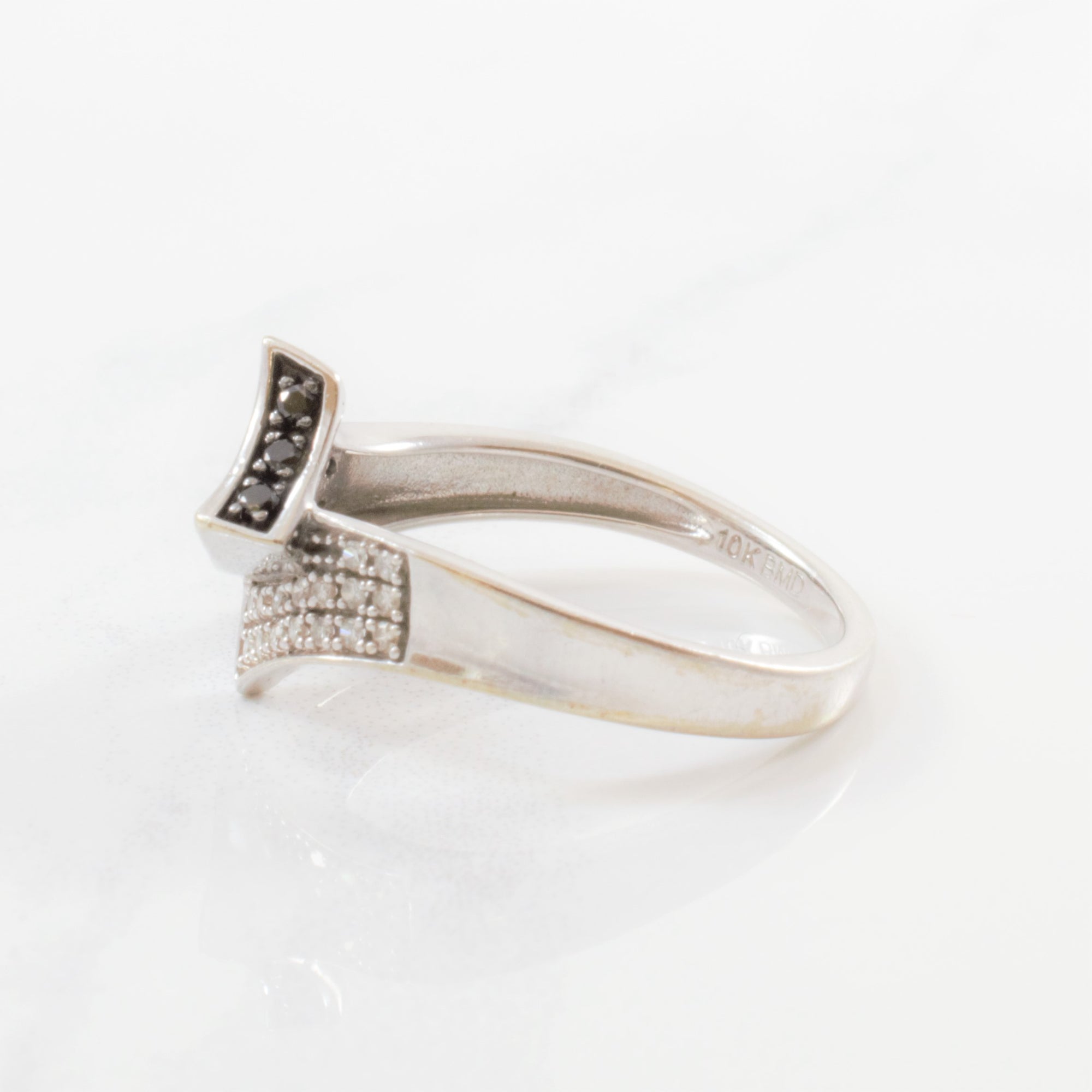 Black & White Diamond Bypass Ring | 0.24ctw | SZ 6.5 |