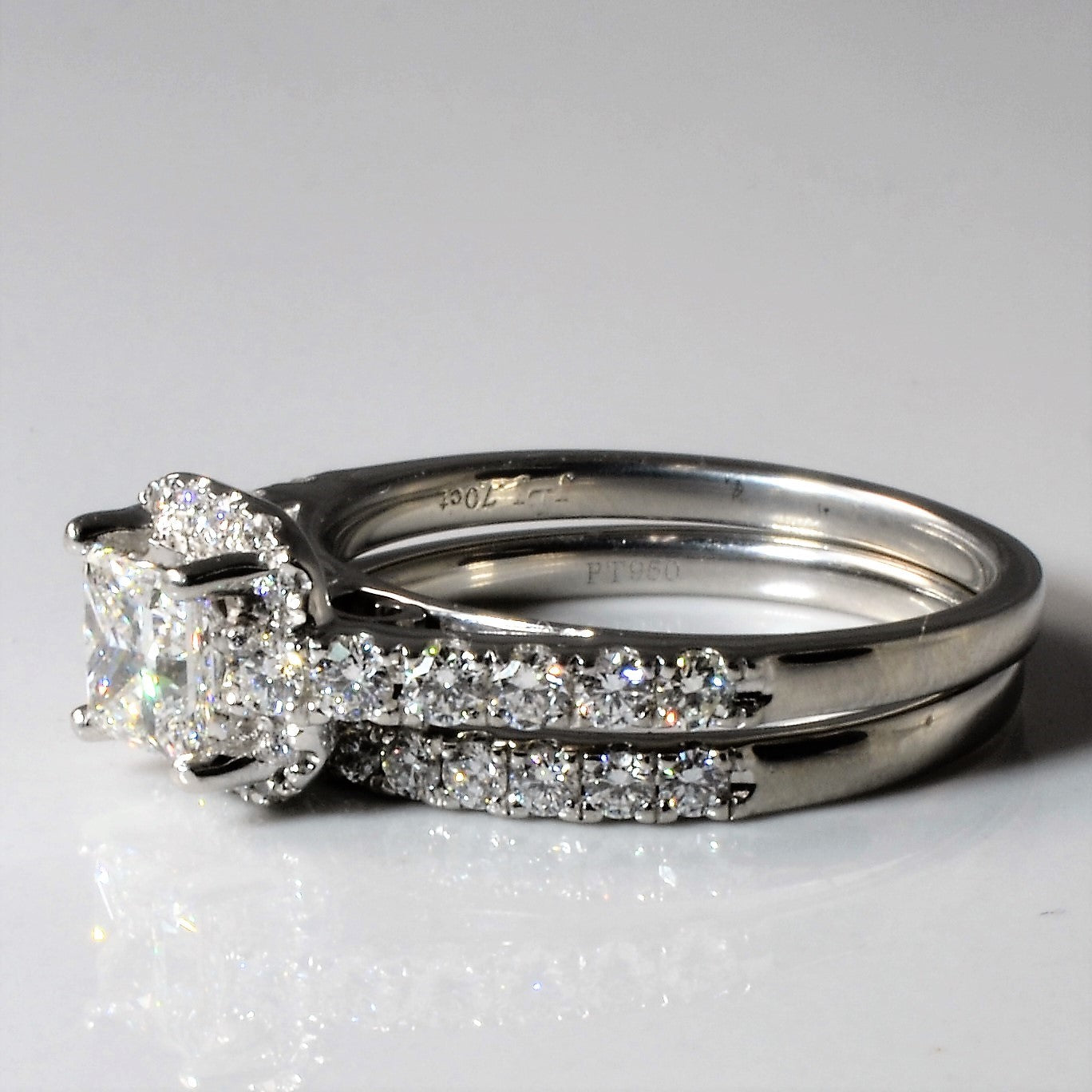 Ensemble de mariage Princesse Halo Diamant | 1,43 ct | Taille 7 | 