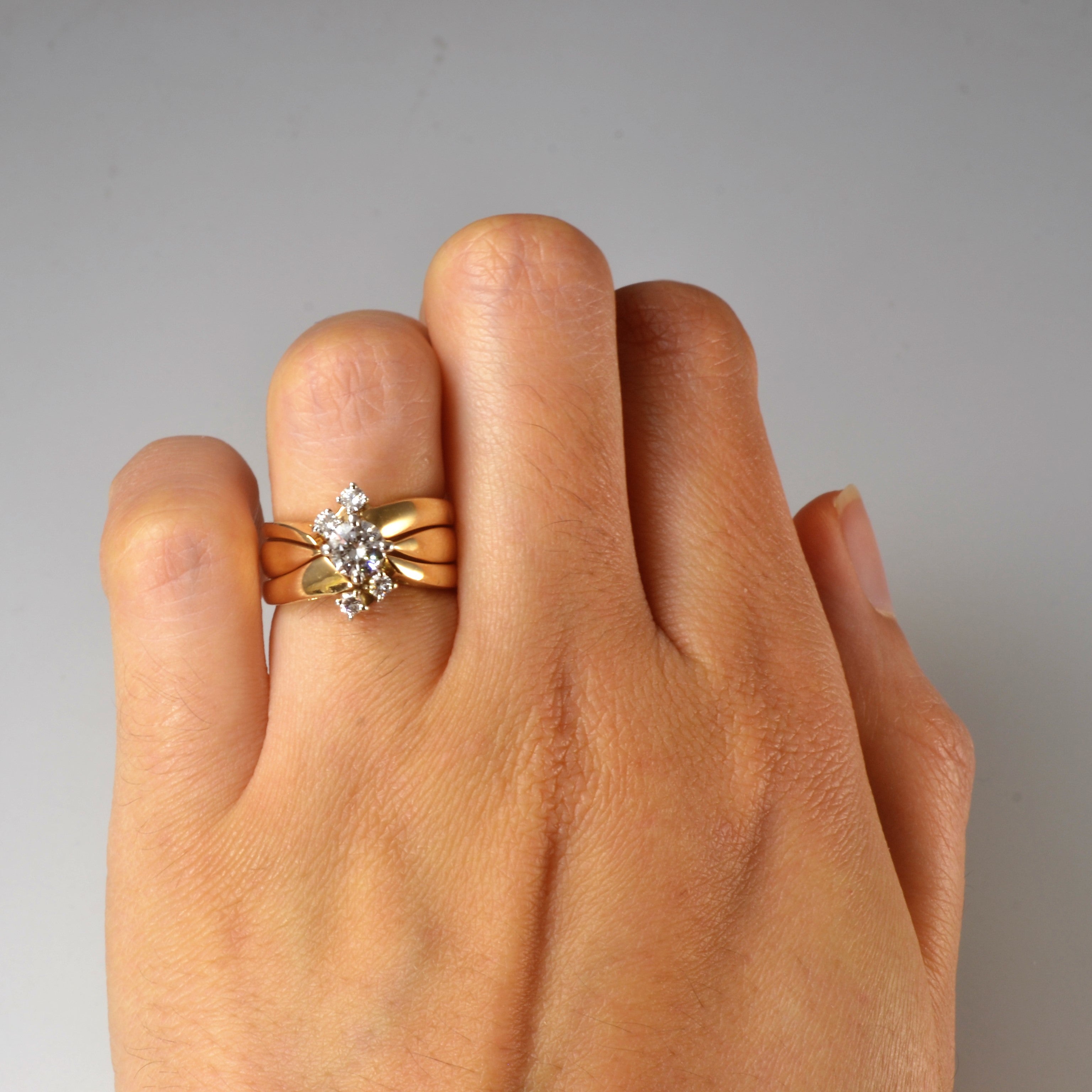 Soldered Bypass Diamond Wedding Set | 0.68ctw | SZ 4.75 |