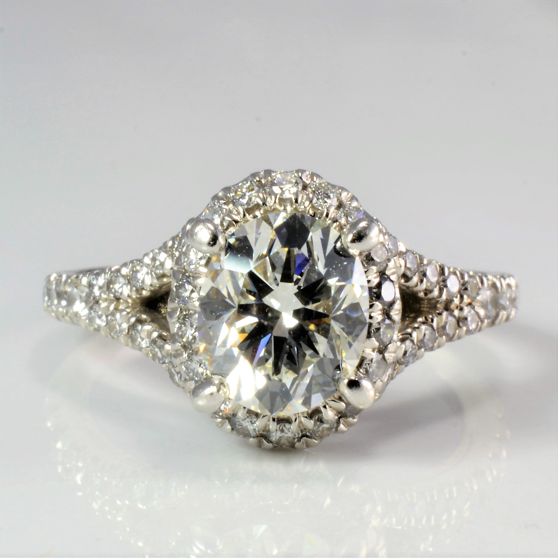 Cathedral Set Halo Diamond Engagement Ring | 1.83 ctw, SZ 4.5 |