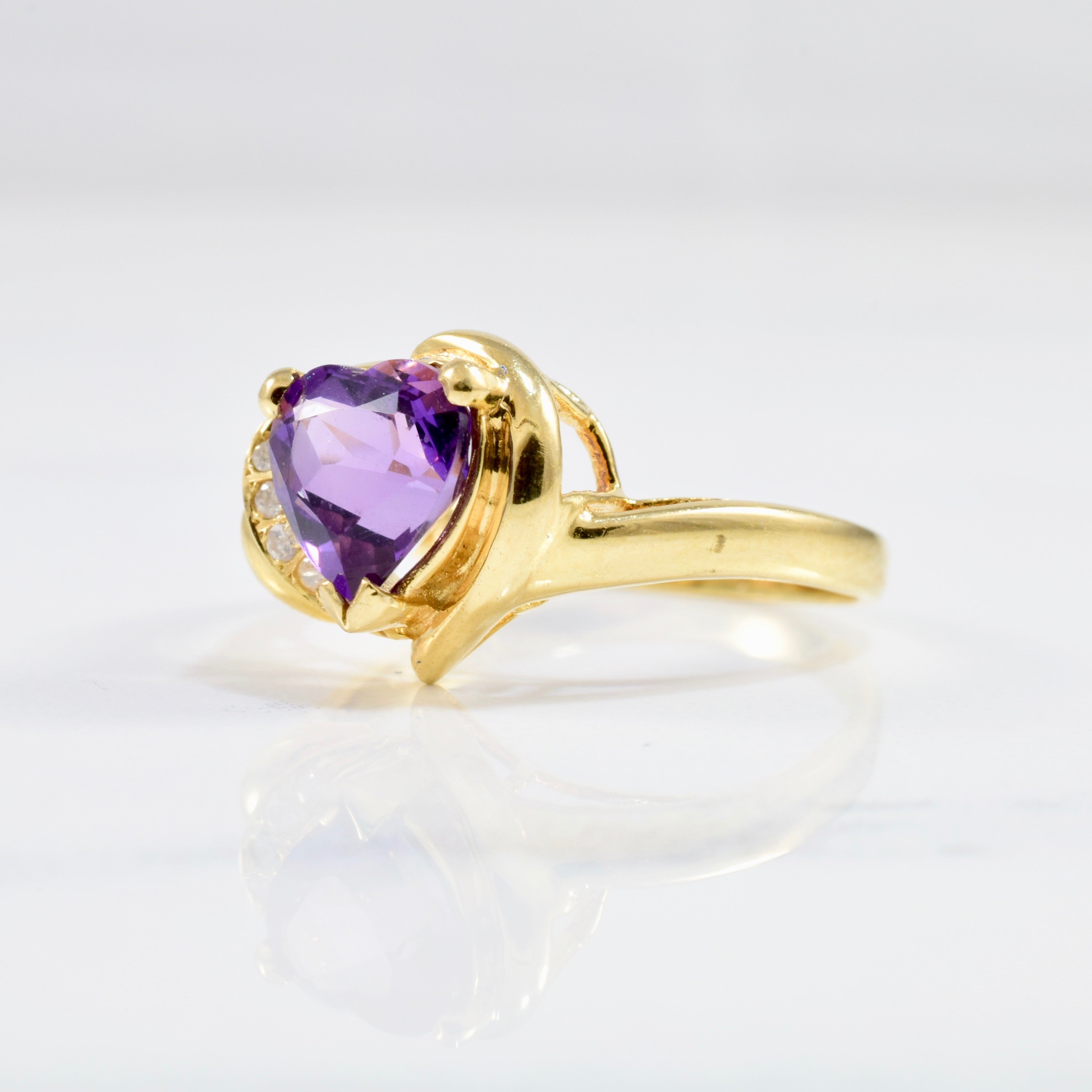 Heart Cut Amethyst Bypass Ring | 0.02 ctw SZ 7 |