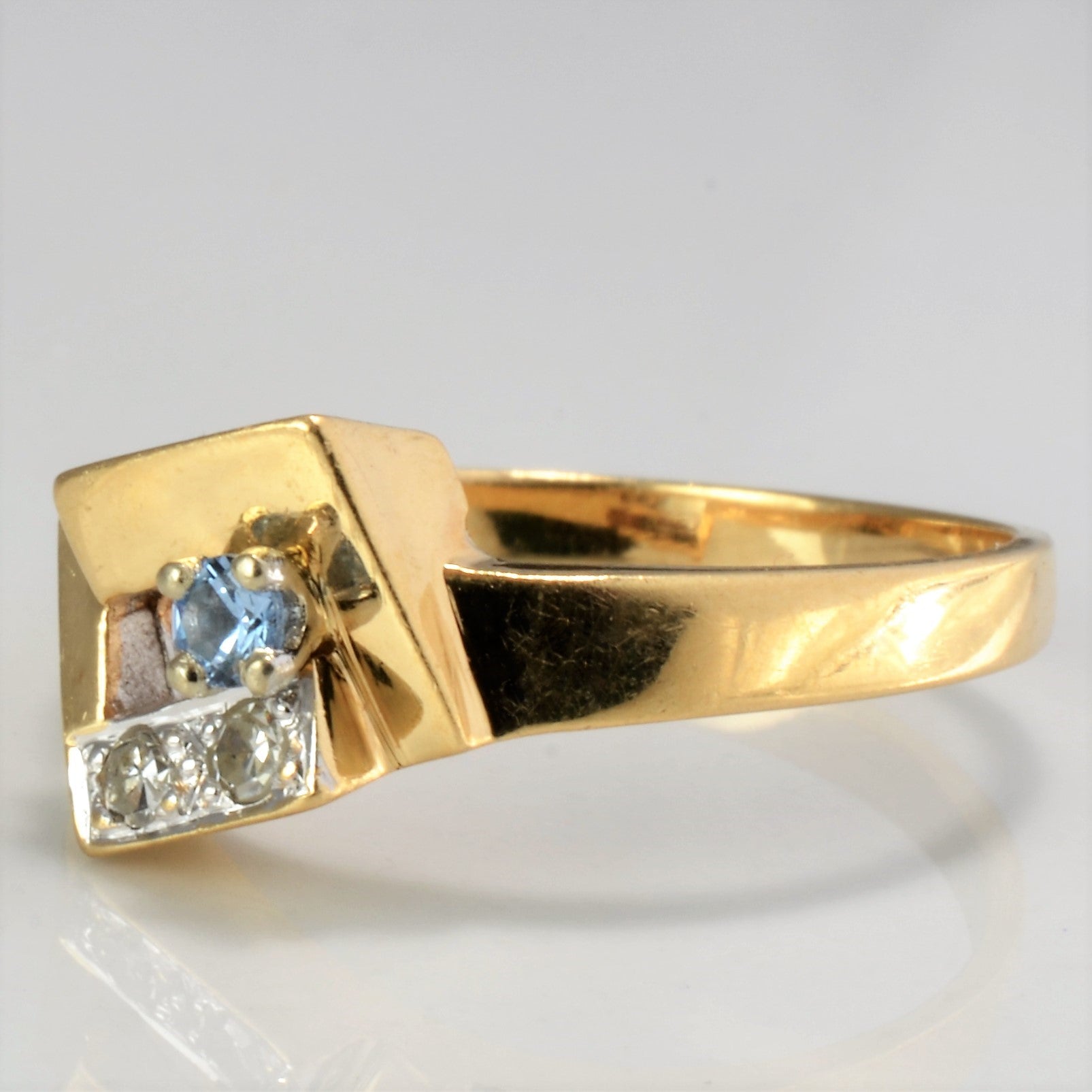 Unique Offset Diamond & Topaz Ring | 0.05 ctw. SZ 7.75 |