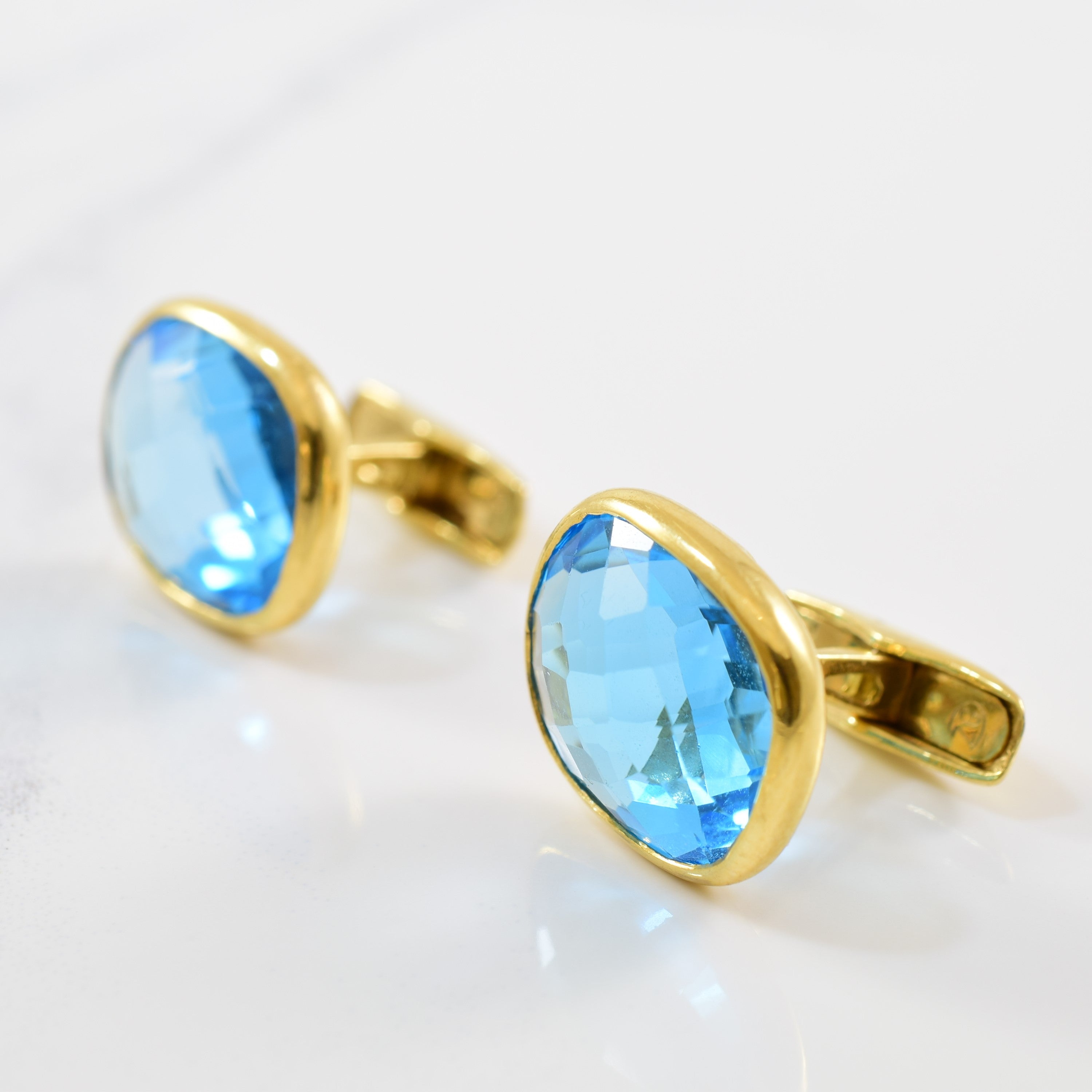 Bezel Set Blue Topaz Cuff Links | 20.00ctw |