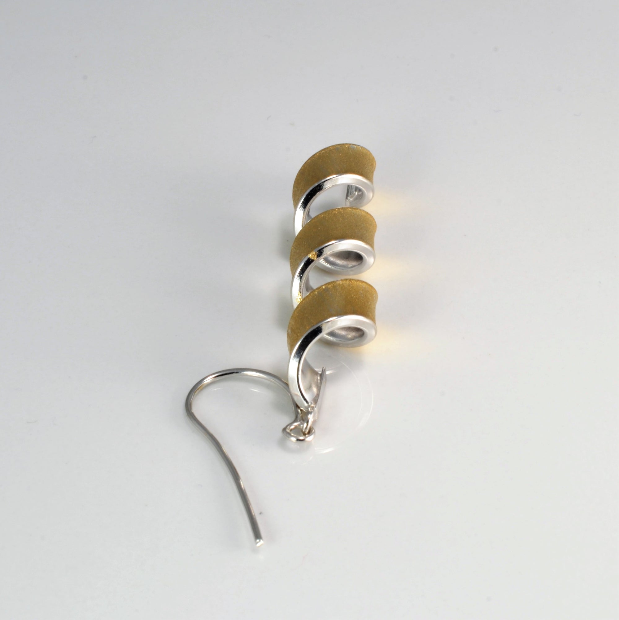 Two Tone Gold Swirl Hanging Earrings