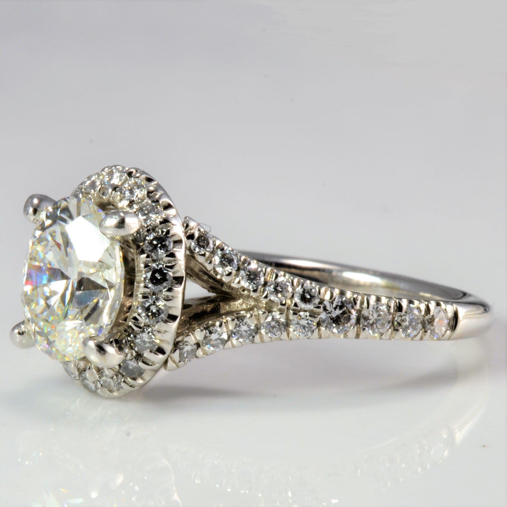 Cathedral Set Halo Diamond Engagement Ring | 1.83 ctw, SZ 4.5 |