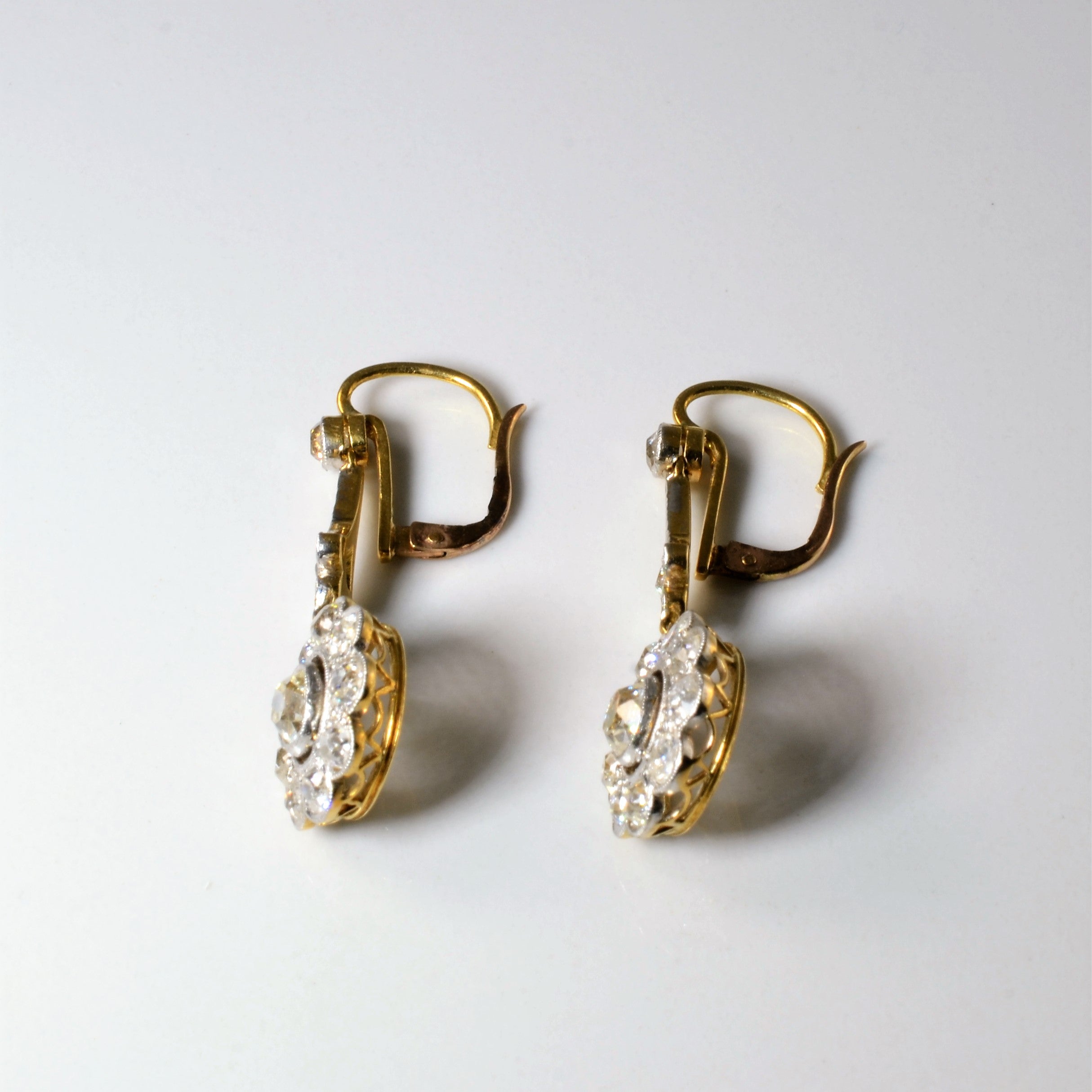 Edwardian Diamond Cluster Earrings | 2.34ctw |