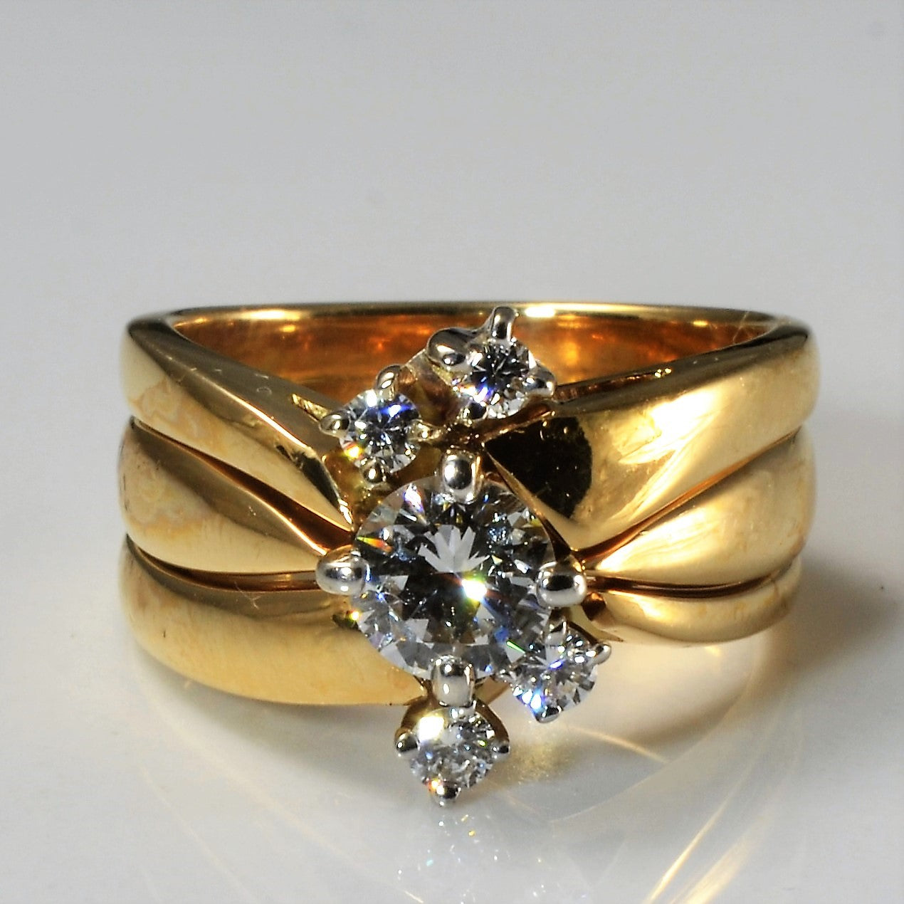 Soldered Bypass Diamond Wedding Set | 0.68ctw | SZ 4.75 |