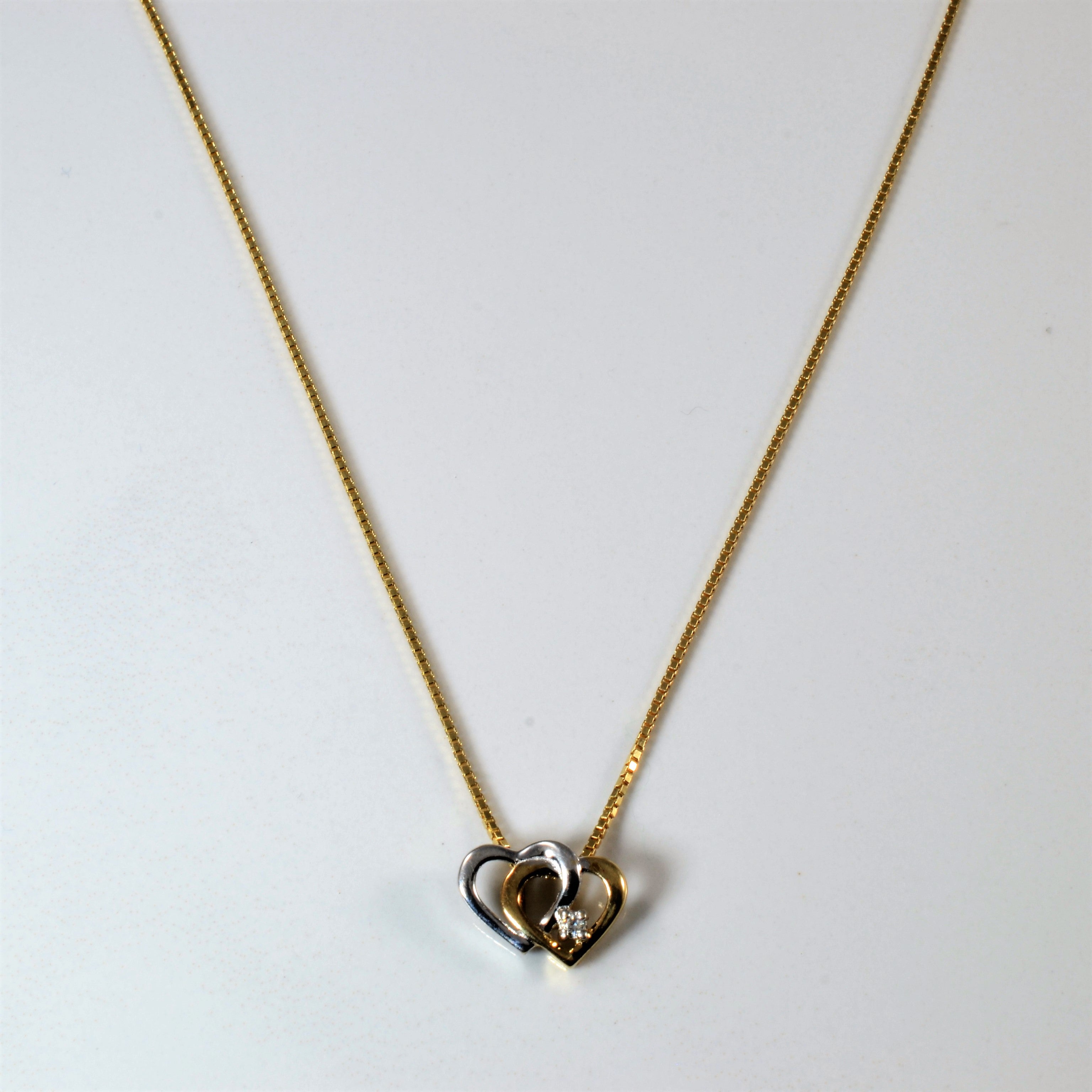 Diamond Double Heart Necklace | 0.015ct | 18" |