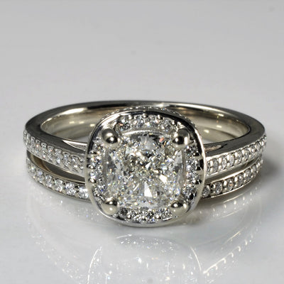 Cushion Cut Halo Diamond Wedding Set | 2.05ctw | SZ 8 |