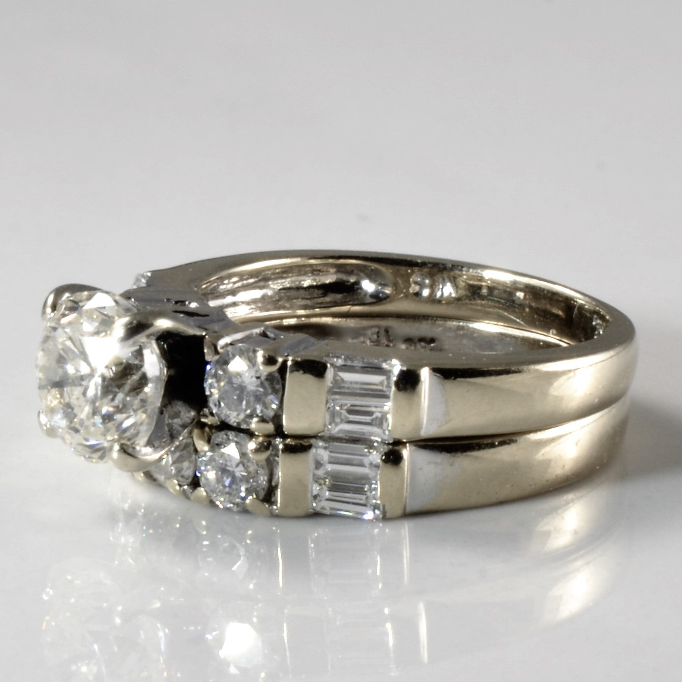 Baguette Detailed Diamond Wedding Set | 1.76ctw | SZ 4 |