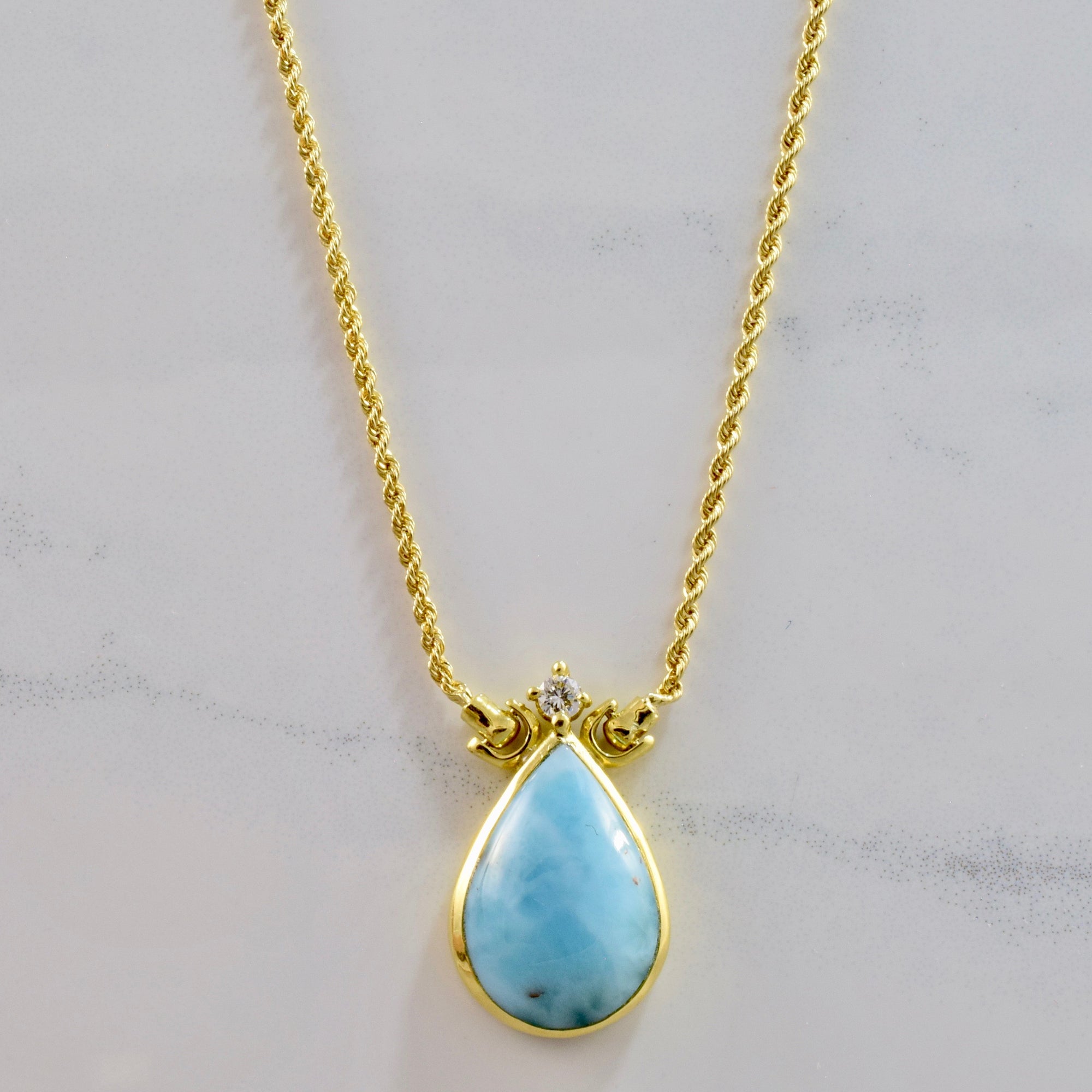 Larimar & Diamond Necklace | 0.07ctw, 4.70ct | 18