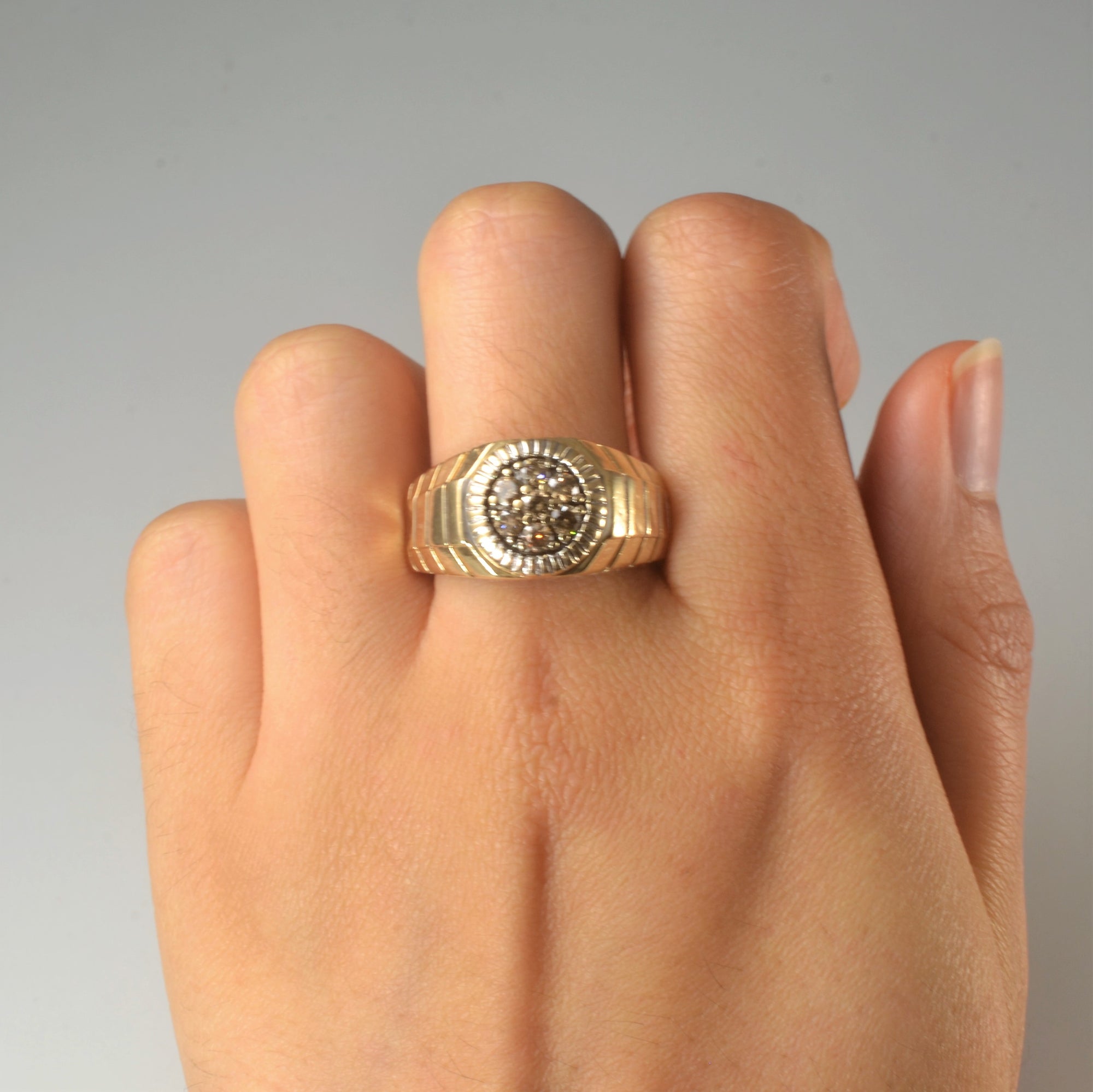 Cognac Diamond Tapered Cluster Ring | 0.42ctw | SZ 9.75 |
