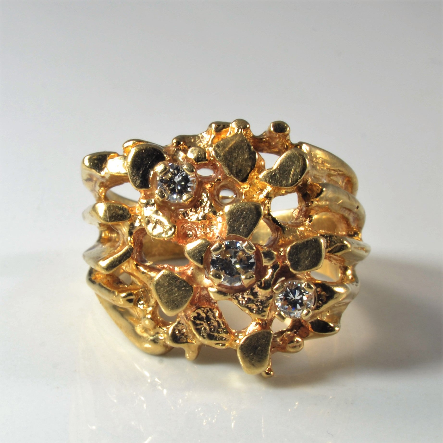 Heavy Textured Diamond Ring | 0.34ctw | SZ 9.25 |