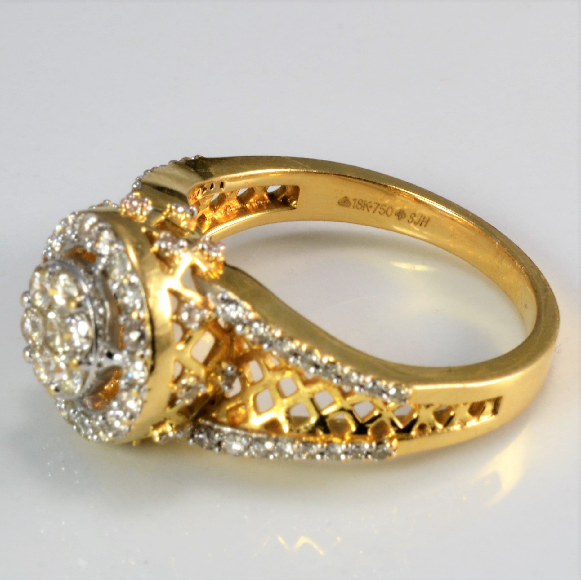 Filigree Design Cluster Diamond Engagement Ring | 0.69 ctw, SZ 6.5 |