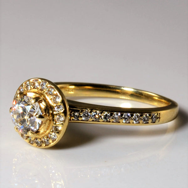 High Set Halo Diamond Engagement Ring | 0.74ctw | SZ 6 |