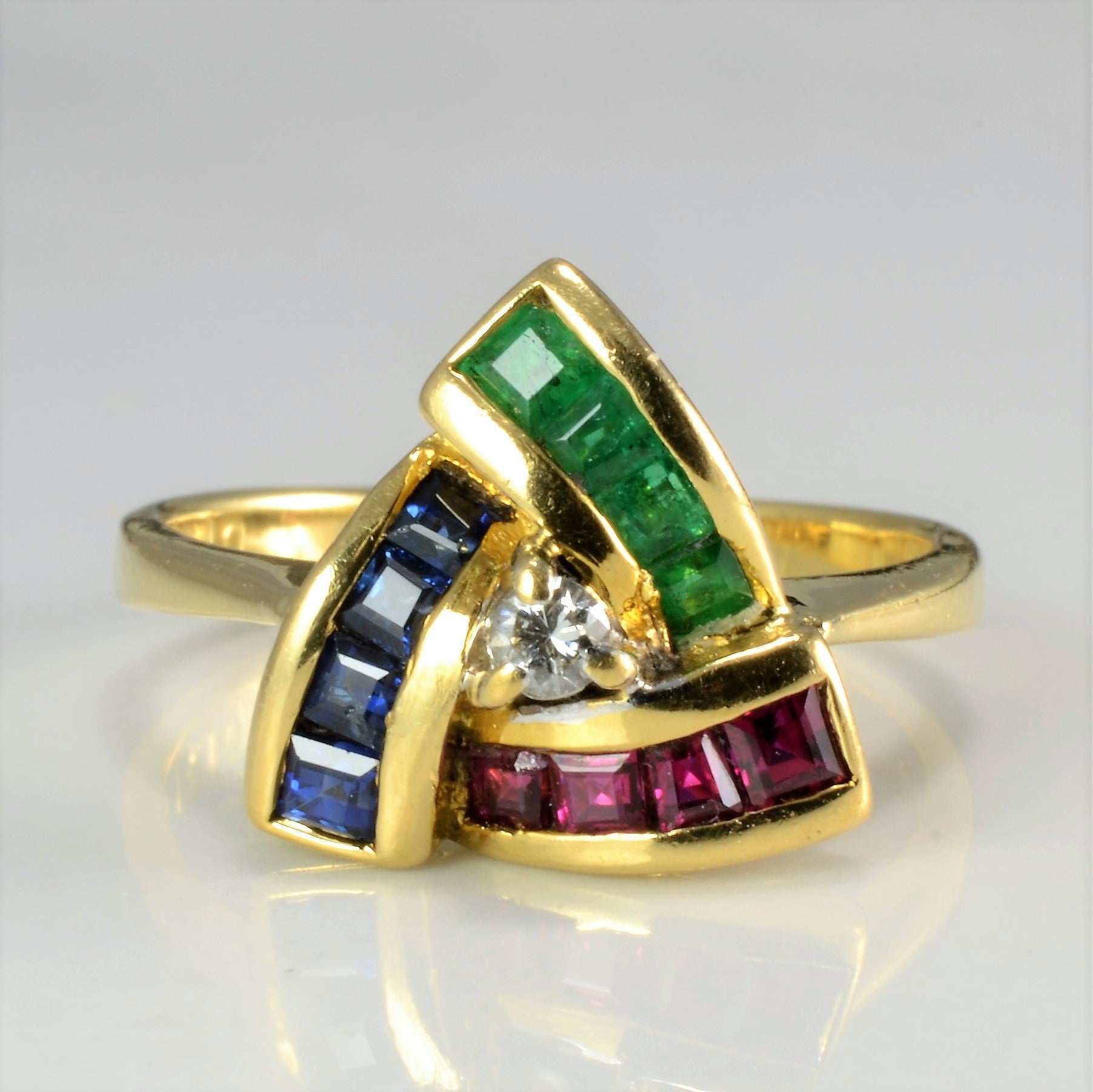 Multi Gemstones Ladies Triangular Ring | 0.04 ct, SZ 5 |
