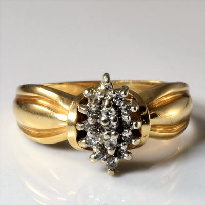 Marquise Shaped Diamond Cluster Ring | 0.08ctw | SZ 7.25 |