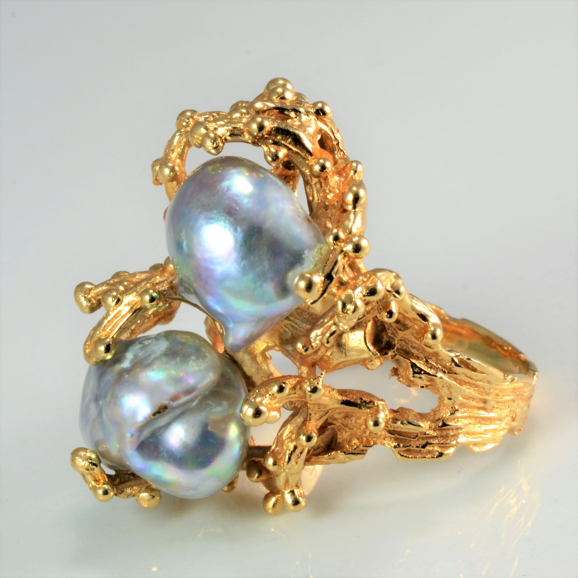 'Birks' 1950s Baroque Pearl Cocktail Ring | SZ 7.25 |