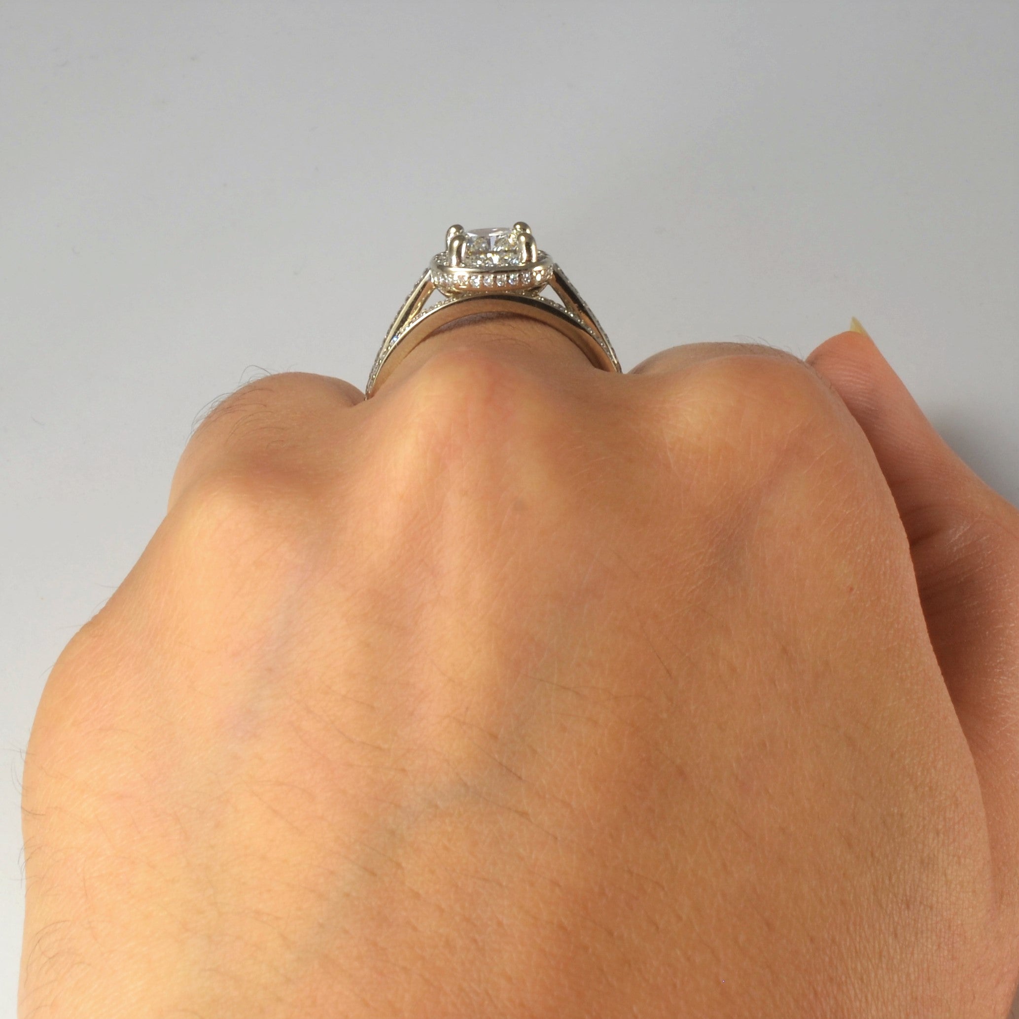 Cushion Cut Halo Diamond Wedding Set | 2.05ctw | SZ 8 |