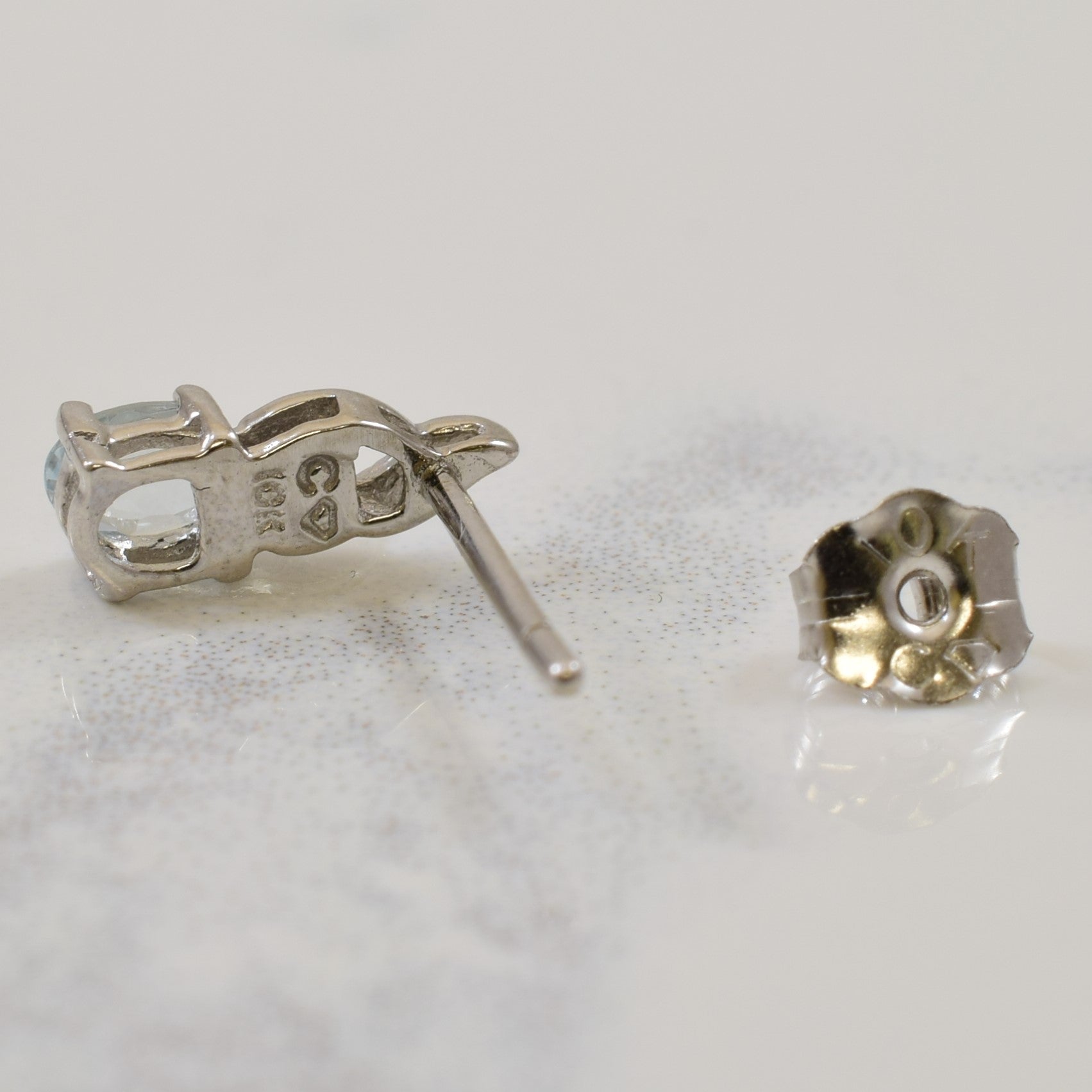 Aquamarine & Diamond Stud Earrings | 0.25ctw, 0.01ctw |