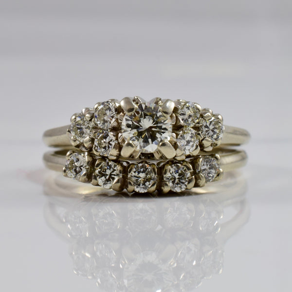 Diamond Engagement Ring and Wedding Band Set | 0.90 ctw SZ 8.5 |