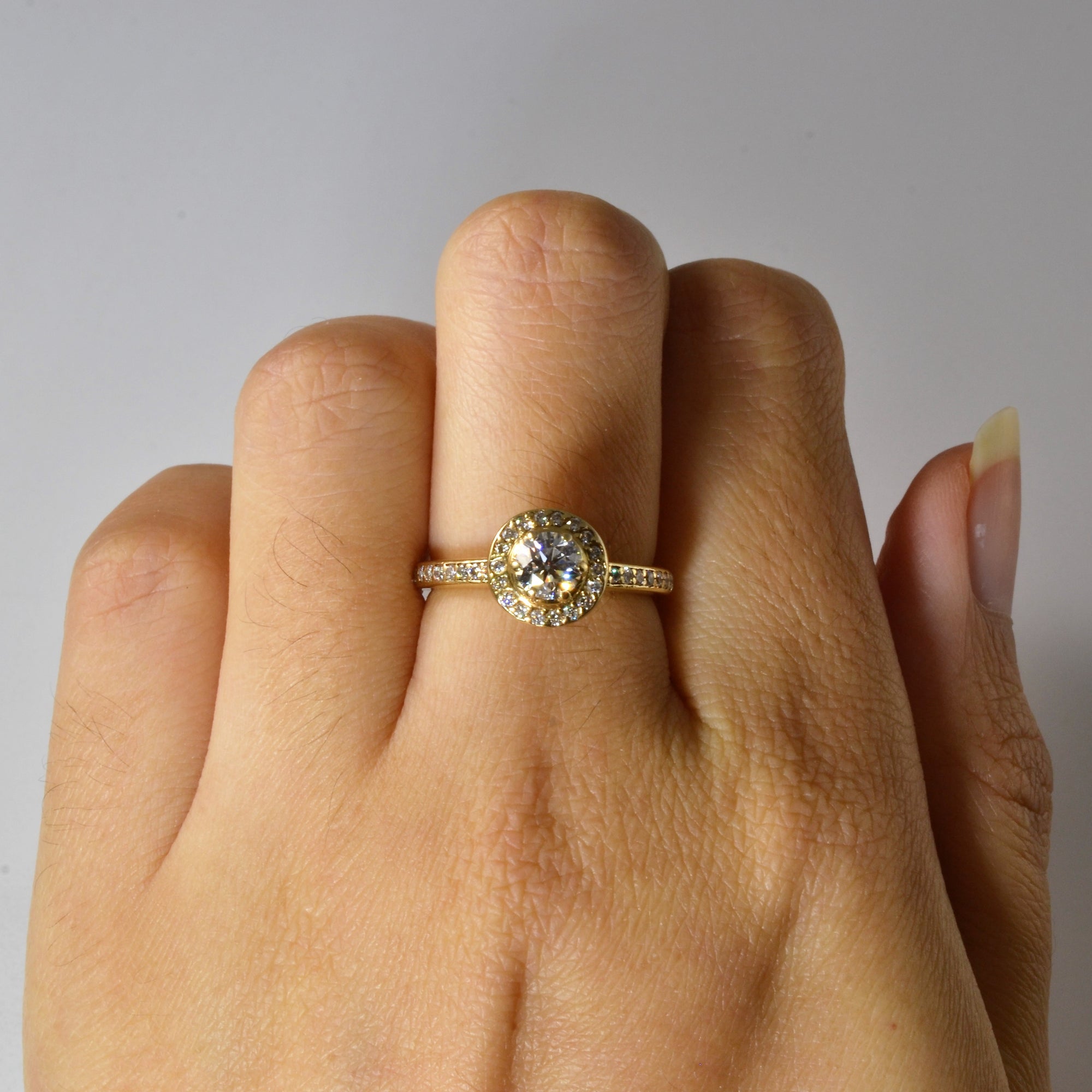 High Set Halo Diamond Engagement Ring | 0.74ctw | SZ 6 |